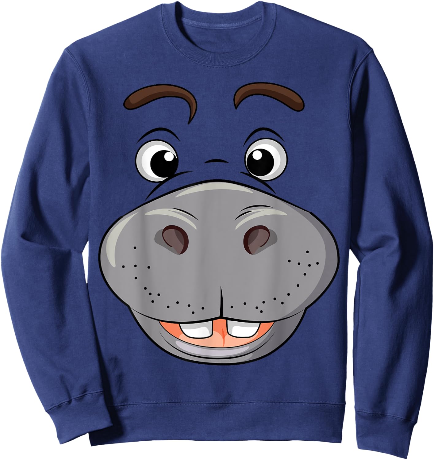 Funny Hippopotamus Hippo Face Cosplay DIY Costume Halloween Sweatshirt - Sweatshirt | Navy