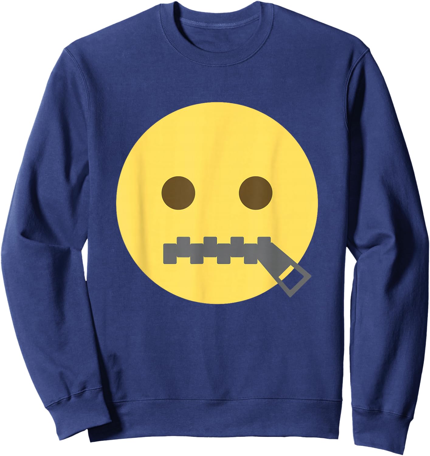 Zipper-Mouth Face Emoticon Lips Sealed Zip It Sweatshirt - Sweatshirt | Navy