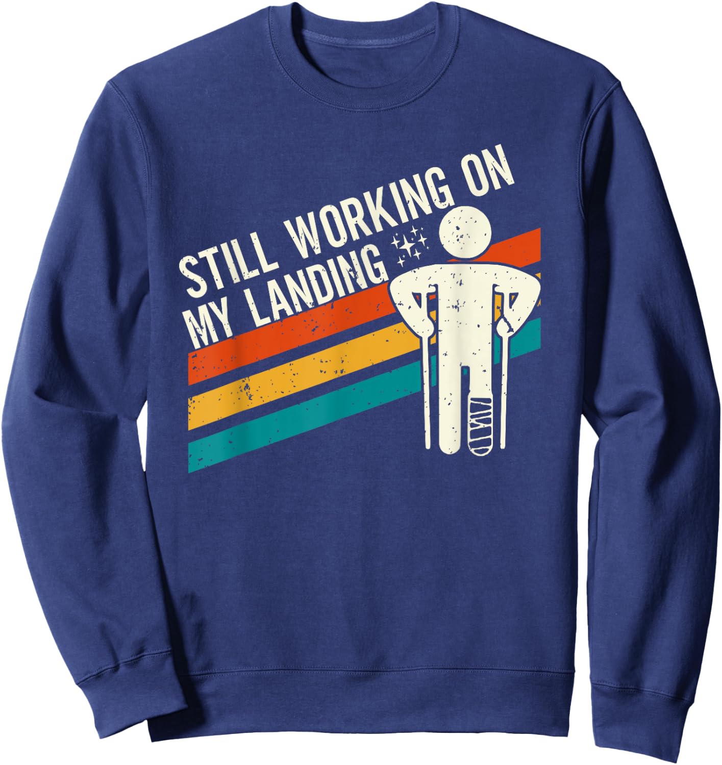 Knochenbruch Genesungswünsche - Gebrochenes Bein Spruch - Fraktur Gipsbein - - Schwarz - S - Cartoon - Klassisch - Crew-Ausschnitt - Kurzarm Sweatshirt - Sweatshirt | Navy