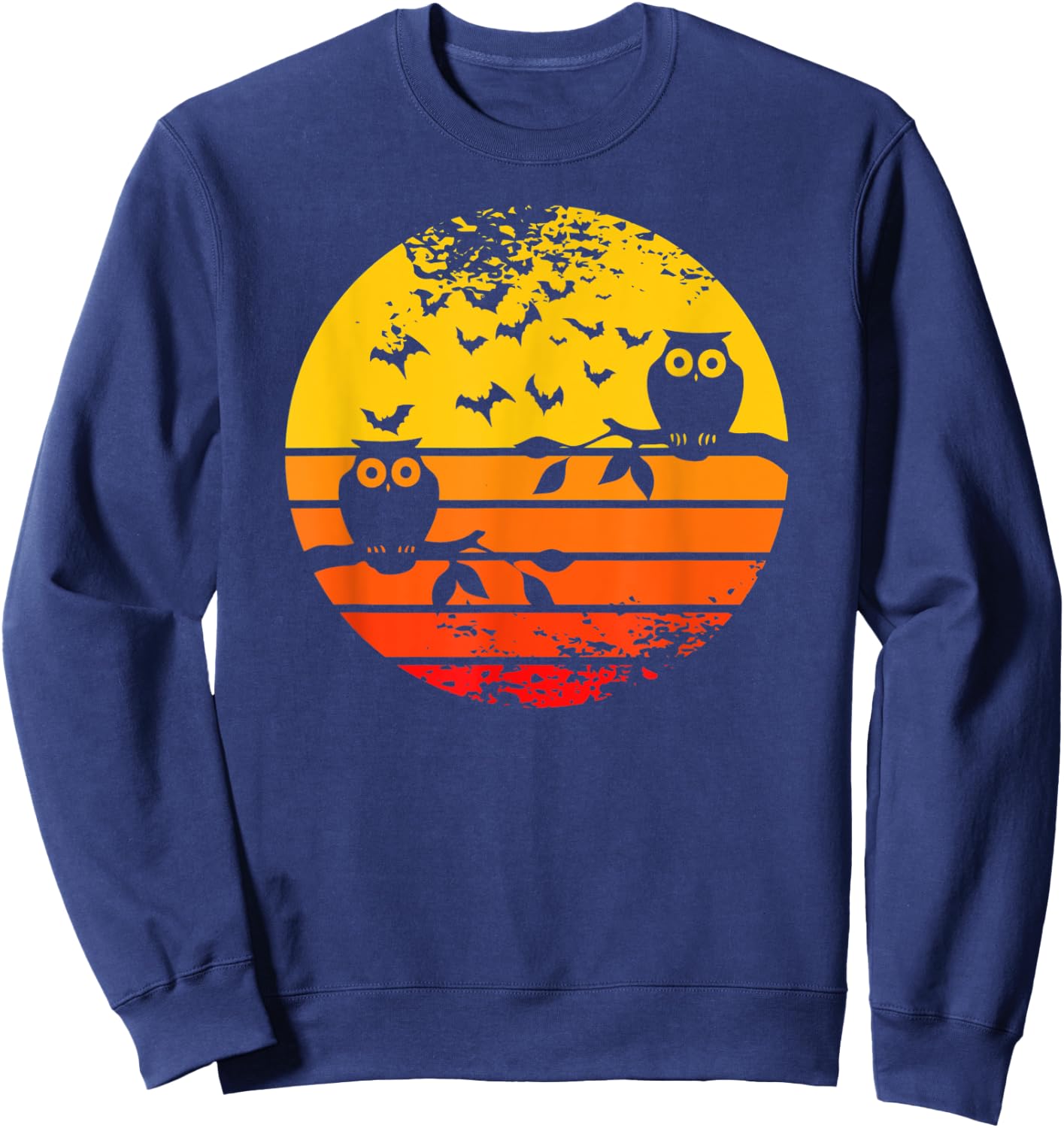 Retro Vintage Halloween Full Moon Owl - Halloween Costume Sweatshirt - Sweatshirt | Navy
