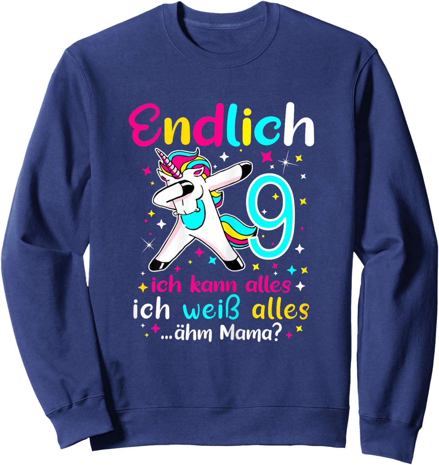9th Birthday Girl 9 Years Old , black Sweatshirt - Sweatshirt | Navy