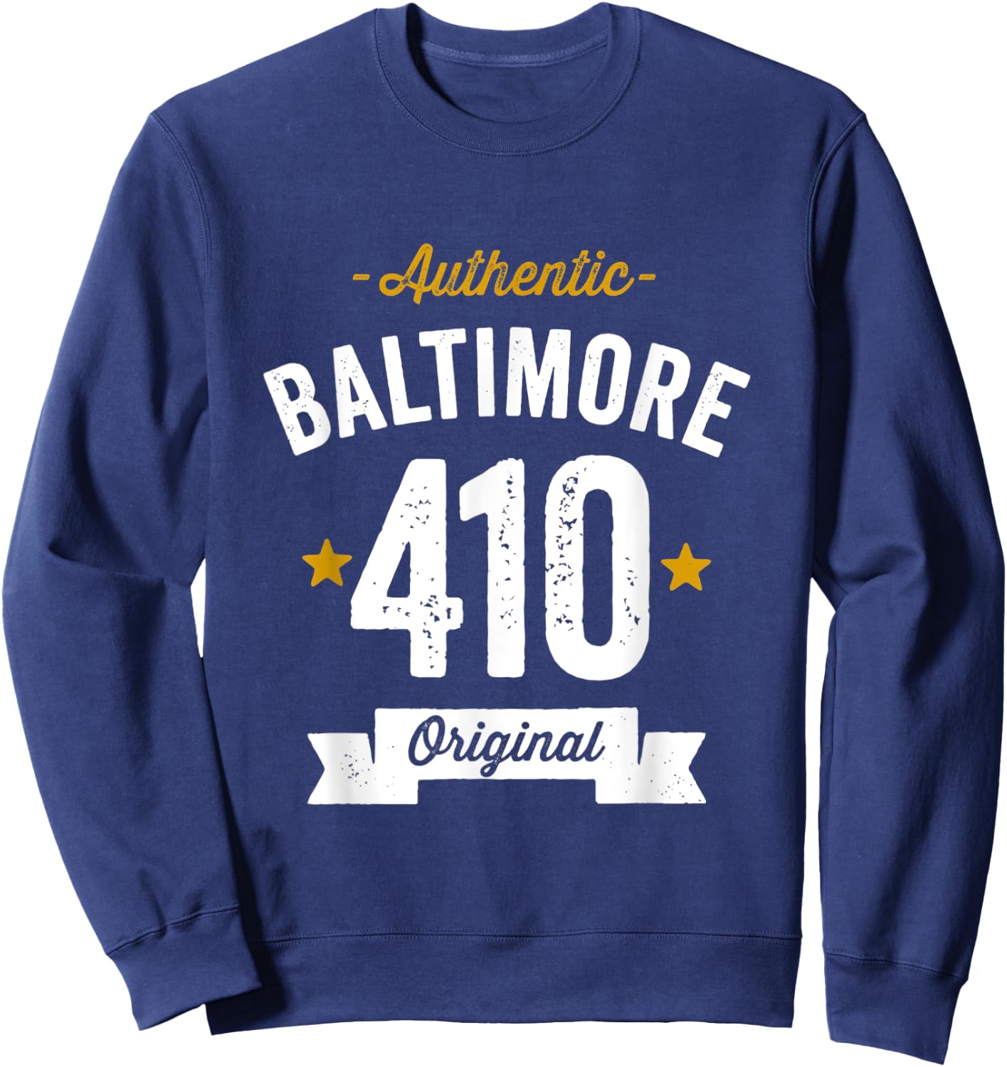 410 Baltimore Area Code Distressed Authentic (Dark) Sweatshirt - Sweatshirt | Navy