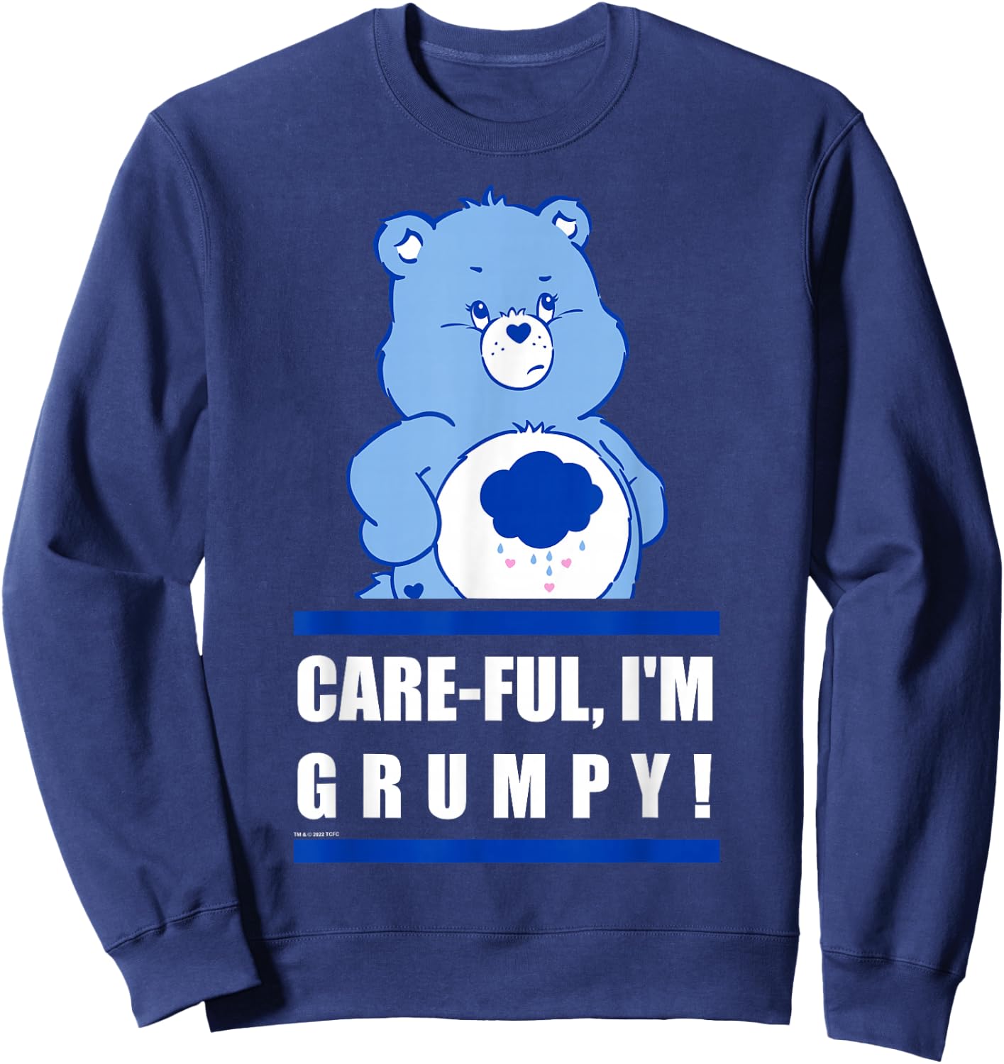 Care Bears Grumpy Bear Care-Ful I'm Grumpy Collegiate Text Sweatshirt - Sweatshirt | Navy
