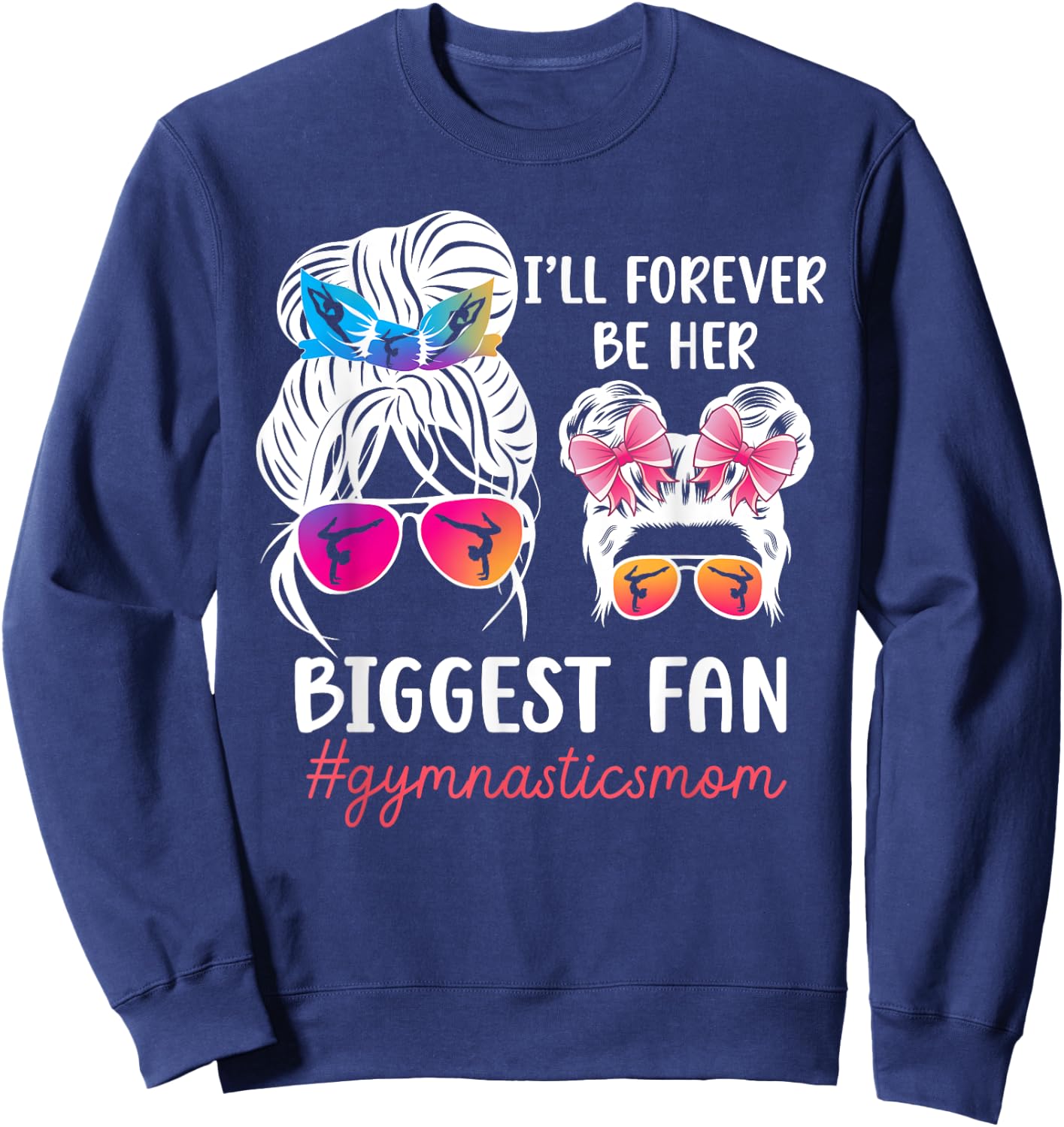 Her Biggest Fan Gymnastics Mom Of A Gymnast Mama Sweatshirt - Sweatshirt | Navy