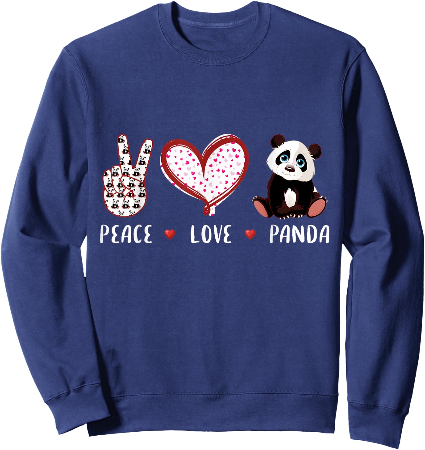 Peace Love panda lovers gifts for kids boys girls men women Sweatshirt - Sweatshirt | Navy