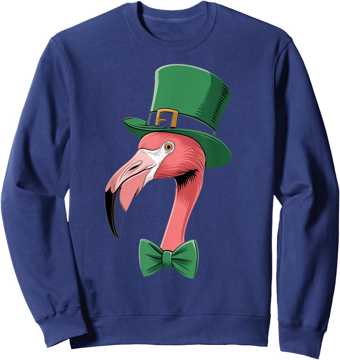 Green Flamingo shamrock on St Patricks Day Flamingo Sweatshirt - Sweatshirt | Navy