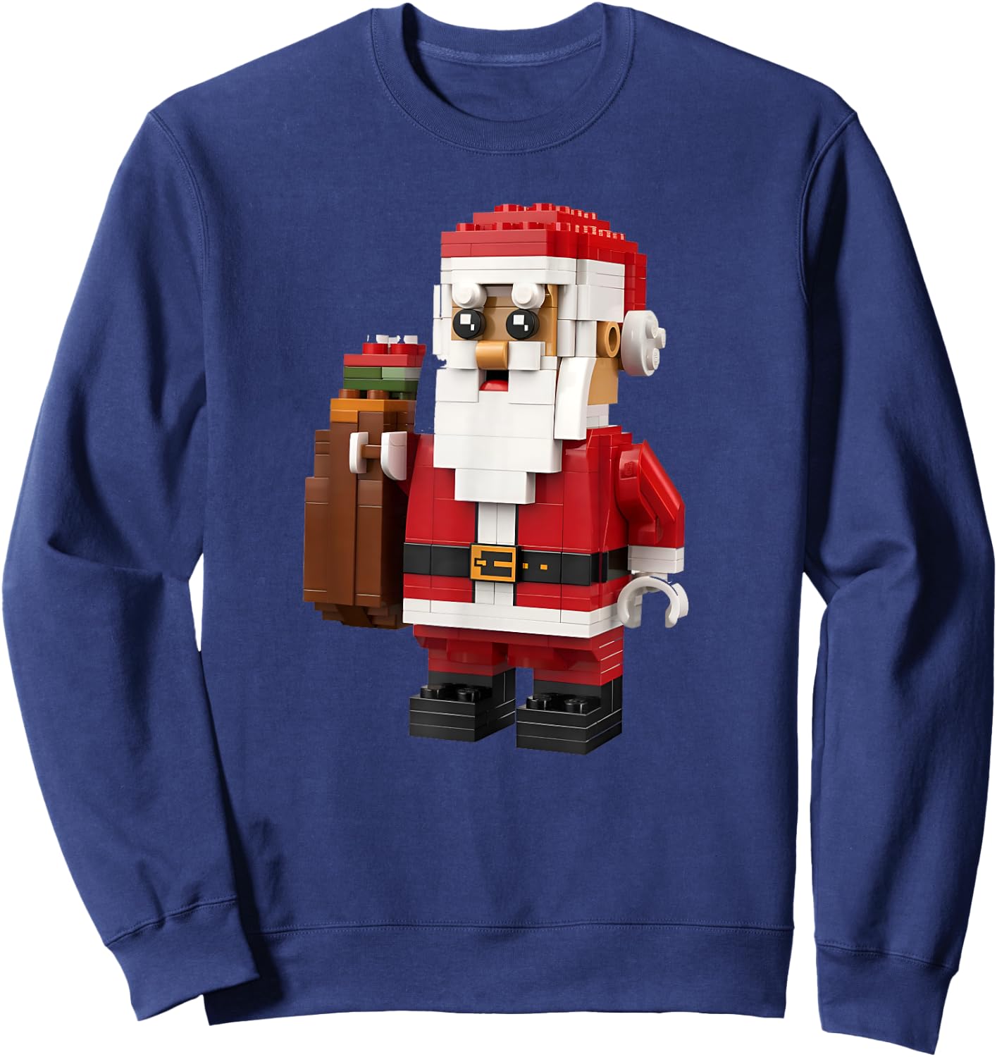 Christmas Builder Block Brick Building Santa Face Kids Boys Sweatshirt - Sweatshirt | Navy