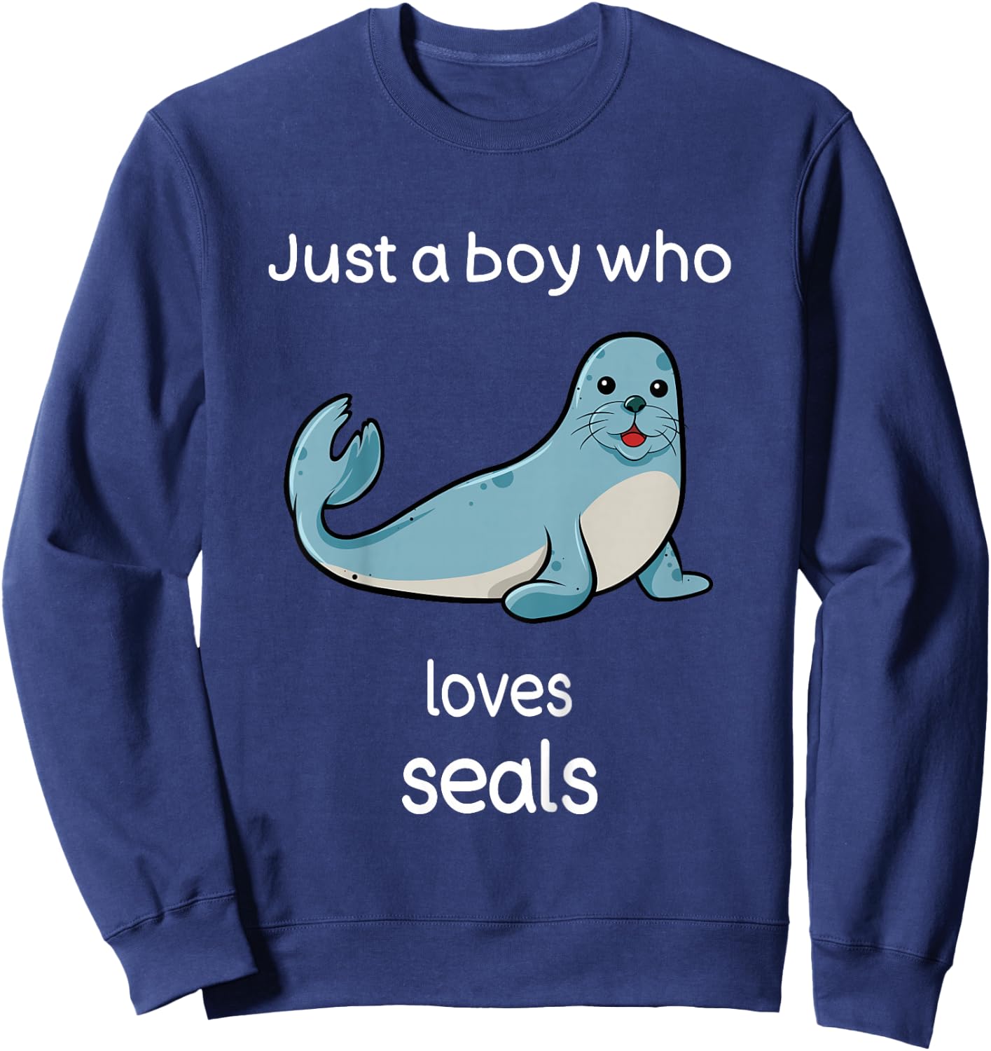 Kids Seal Shirt Boys I Love Seals Kids Seal Lover Sweatshirt - Sweatshirt | Navy