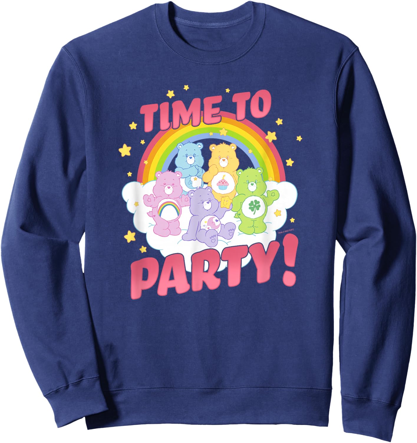 Care Bears Birthday Let's Party Vintage Rainbow Holiday Logo , grey, S Sweatshirt - Sweatshirt | Navy