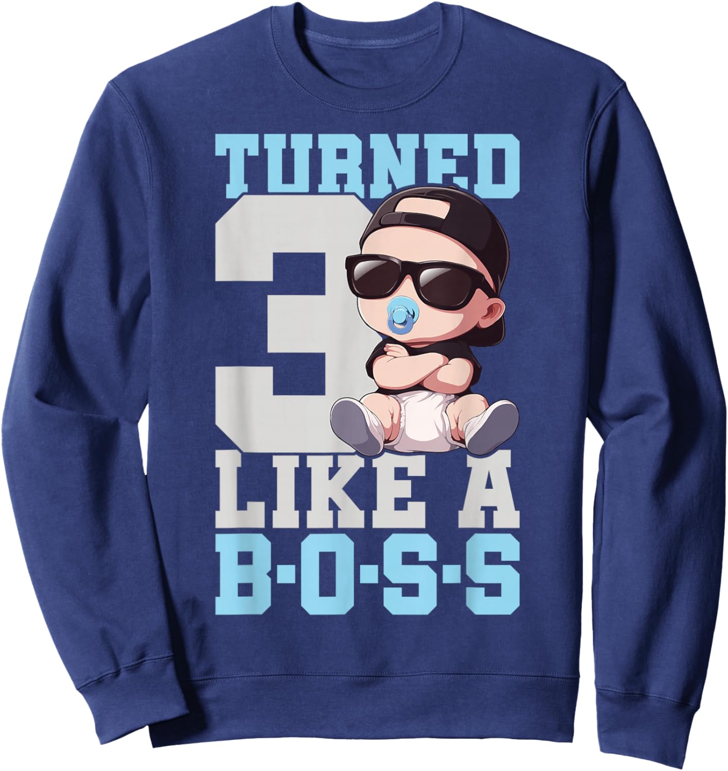 Baby 3rd Birthday Boy Girl 3 Years Like a Boss Kids Sweatshirt - Sweatshirt | Navy