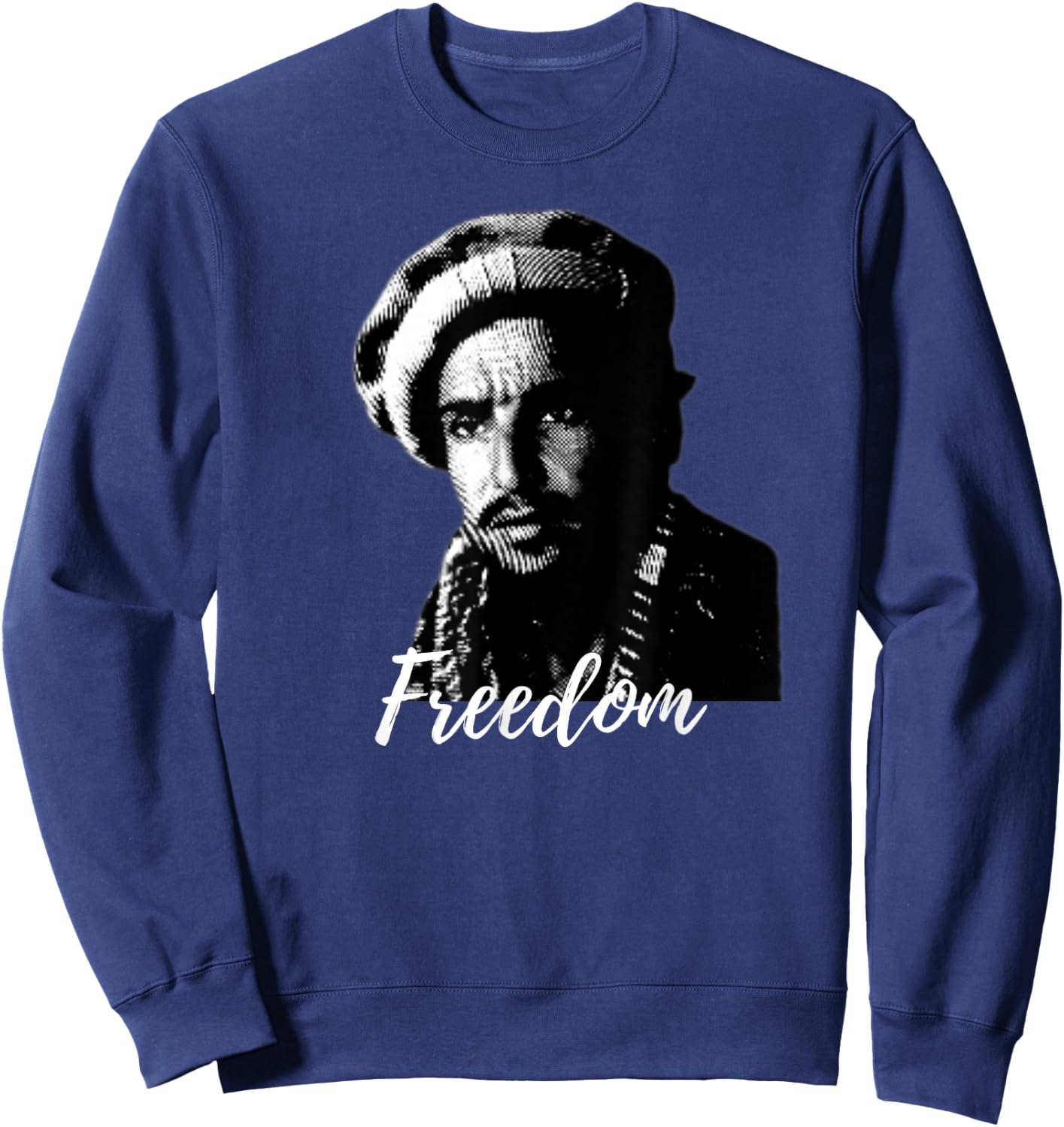 Free Afghanistan Freedom Fighter Massoud Afghan Design Sweatshirt - Sweatshirt | Navy