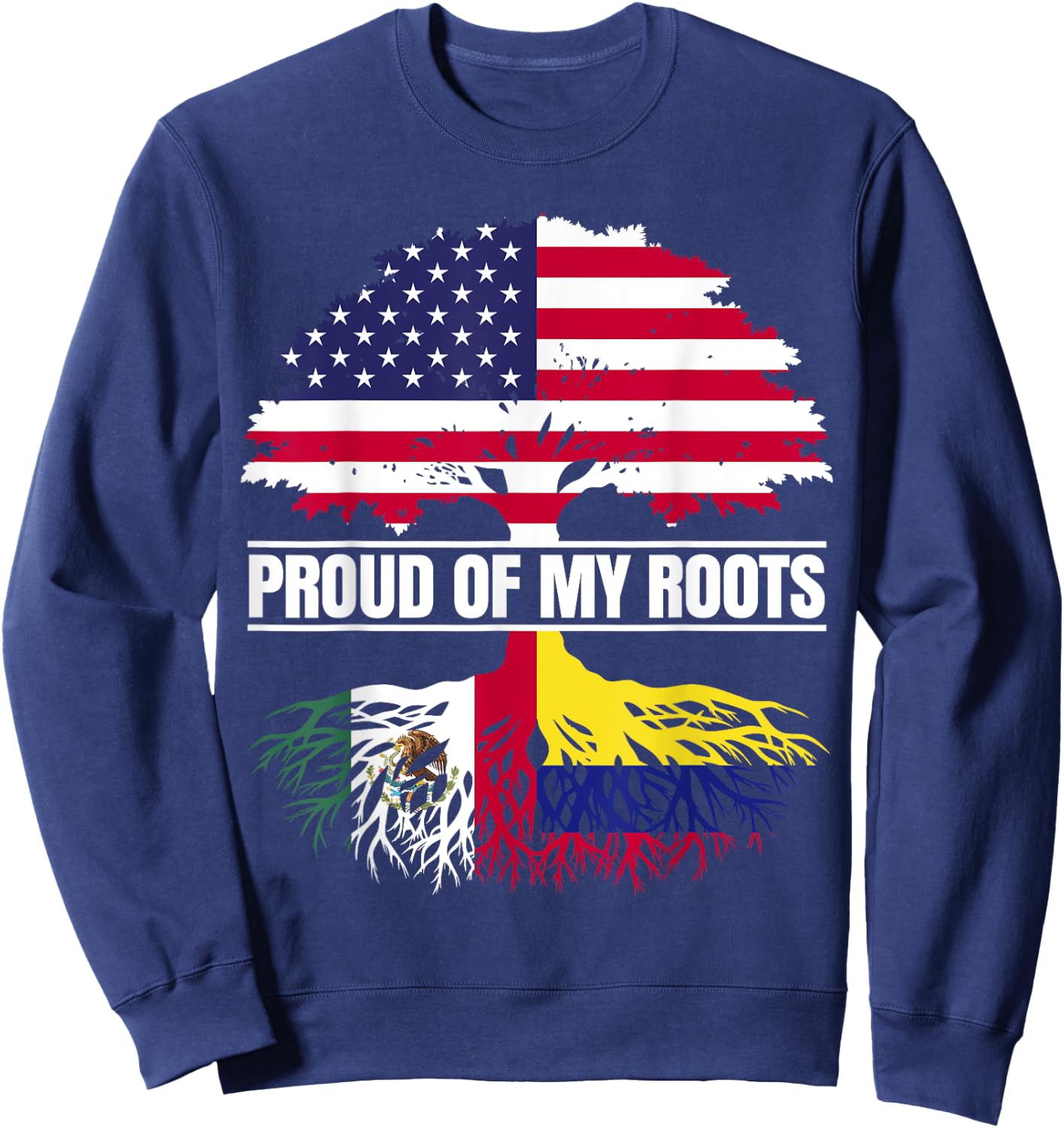 Mexico Colombia Heritage Mix Proud Roots Mexican Colombian Sweatshirt - Sweatshirt | Navy