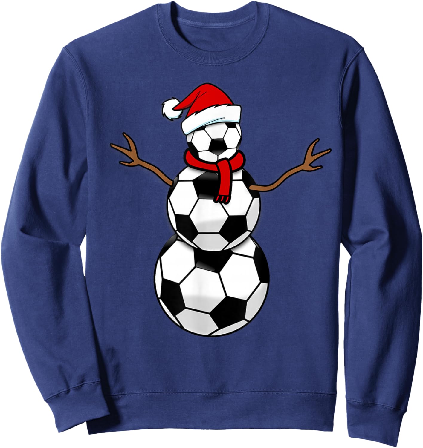 Funny Christmas Soccer Balls Santa Snowman Sweatshirt - Sweatshirt | Navy