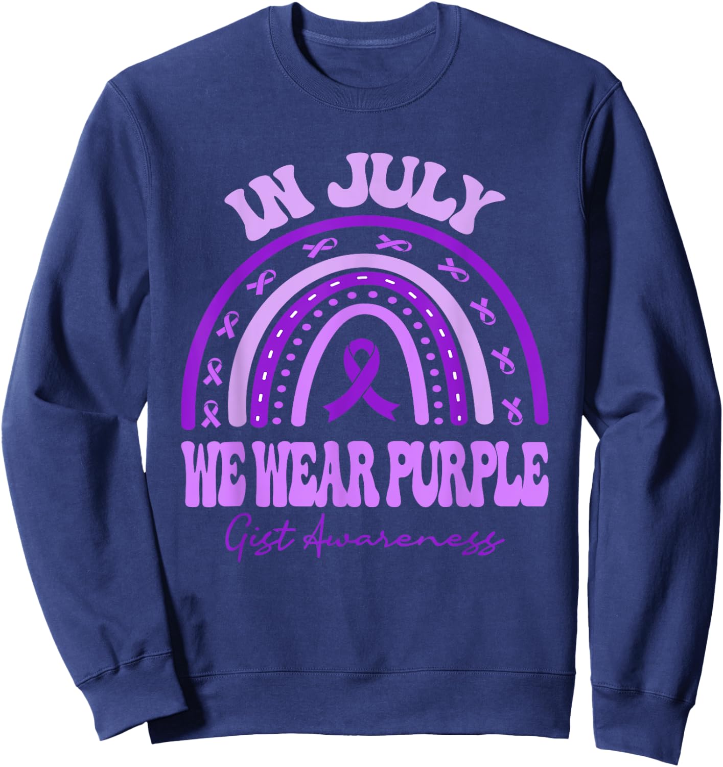 In July We Wear Purple GIST Awareness Rainbow Sweatshirt - Sweatshirt | Navy