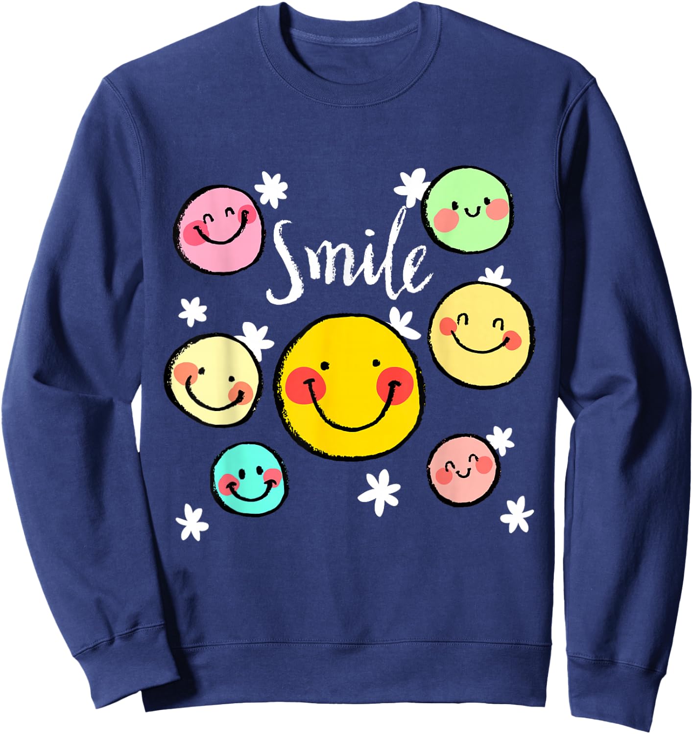 Cool Silhouette Happy Smile Face Illustration Graphic Design , Black, S Sweatshirt - Sweatshirt | Navy