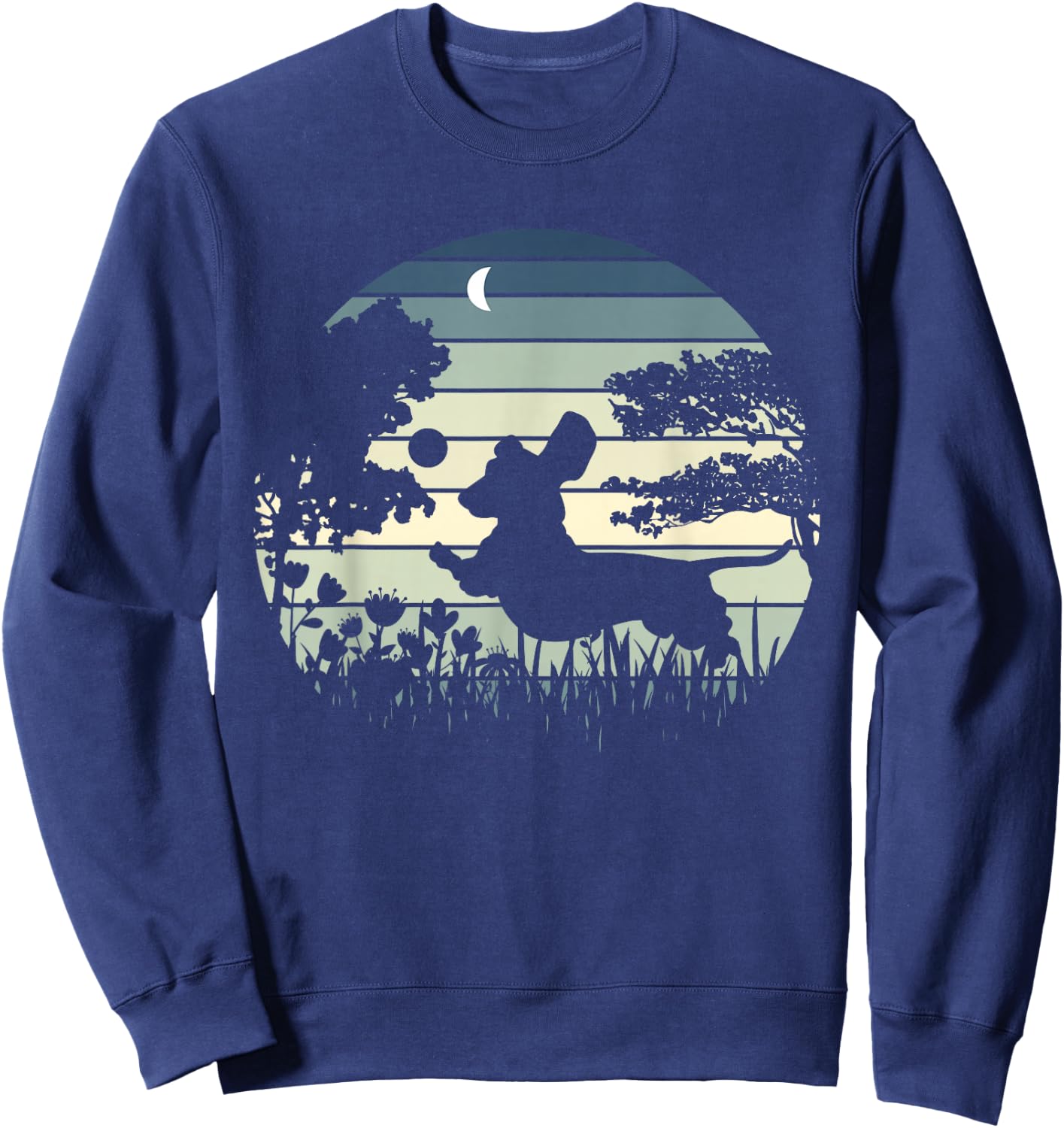 Dachshund Wiener Dog Sunset Garden Nature Lover Sweatshirt - Sweatshirt | Navy