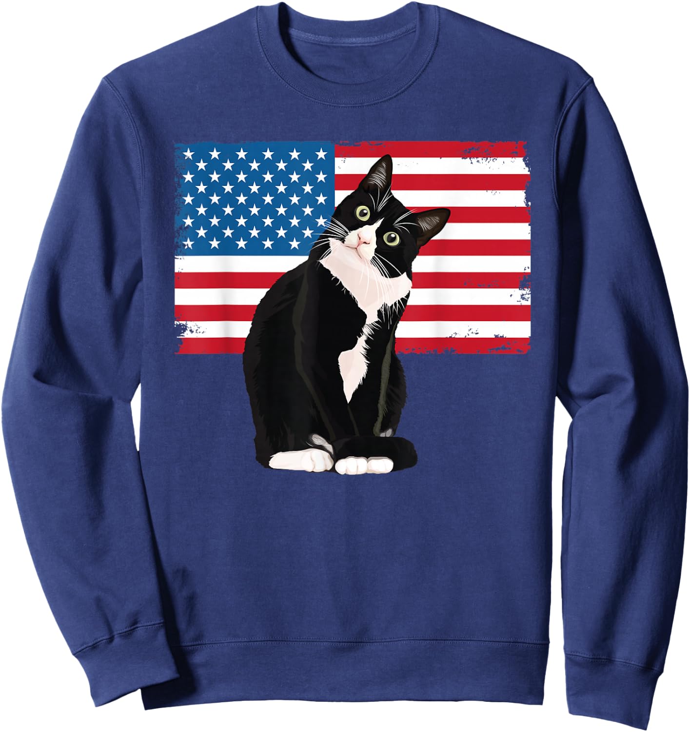 Tuxedo Cat 4th of July Patriotic Gift Adults Kids Sweatshirt - Sweatshirt | Navy