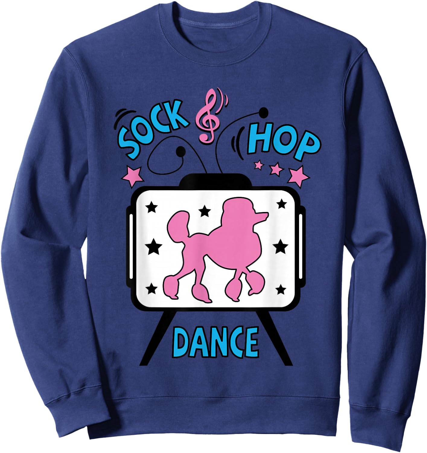 1950s Sock Hop Dance Poodle 50s Costume Rockabilly Pink Sweatshirt - Sweatshirt | Navy