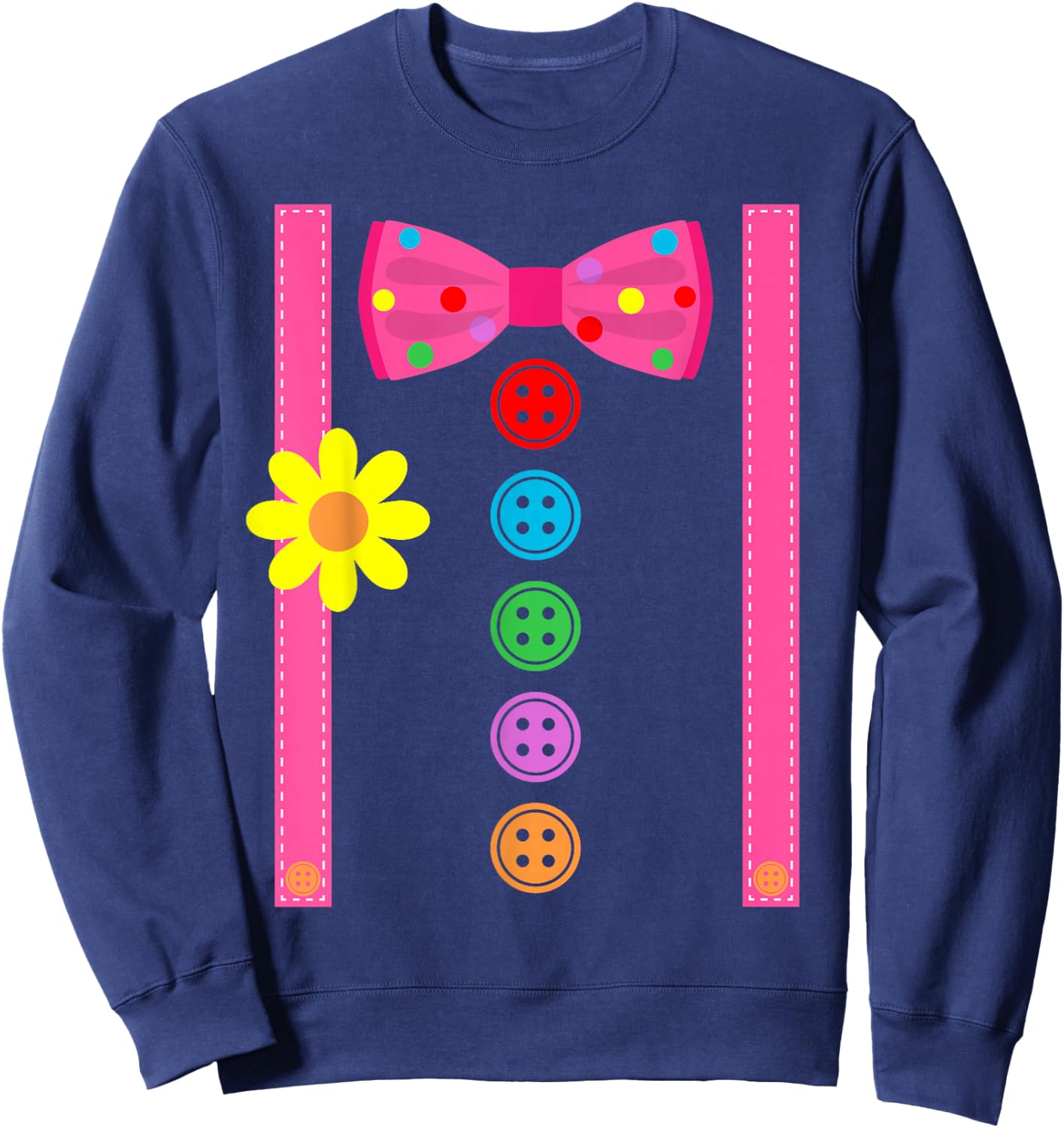 Clown Costume Halloween Funny Carnival Circus Tie Rod Children's , black Sweatshirt - Sweatshirt | Navy