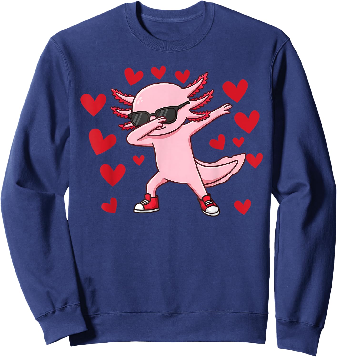 Dabbing Axolotl Girls Boys Kids dab Axolotl Sweatshirt - Sweatshirt | Navy