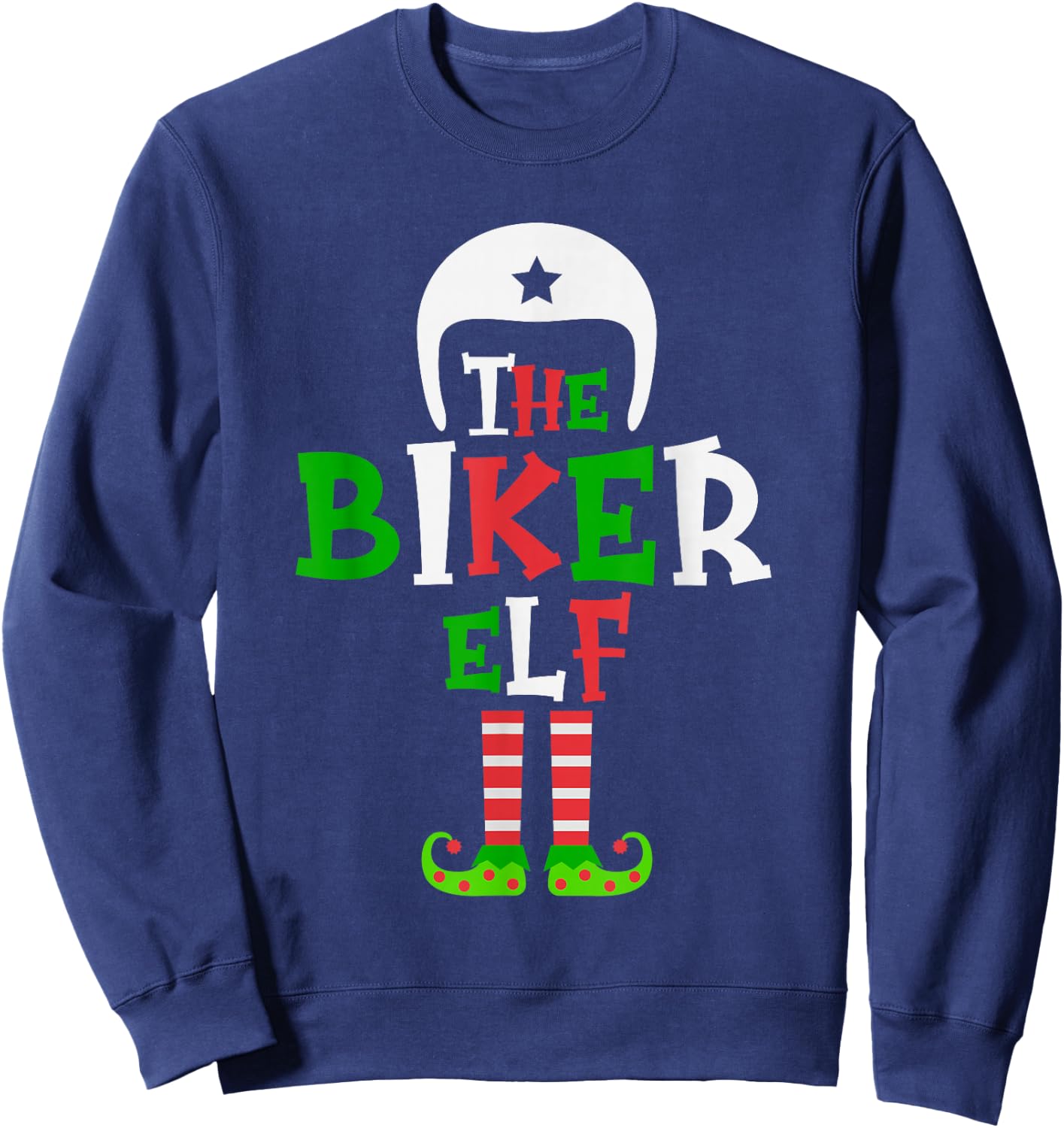 The Biker Elf - Funny Matching Family Group Christmas Sweatshirt - Sweatshirt | Navy