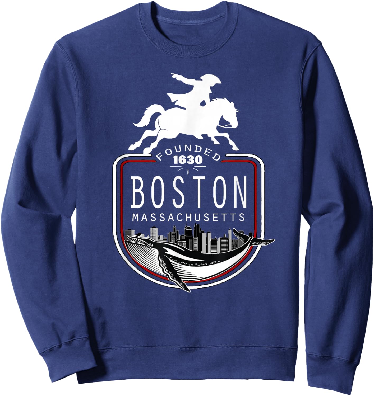 Historical Boston Massachusetts New England Souvenir Sweatshirt - Sweatshirt | Navy
