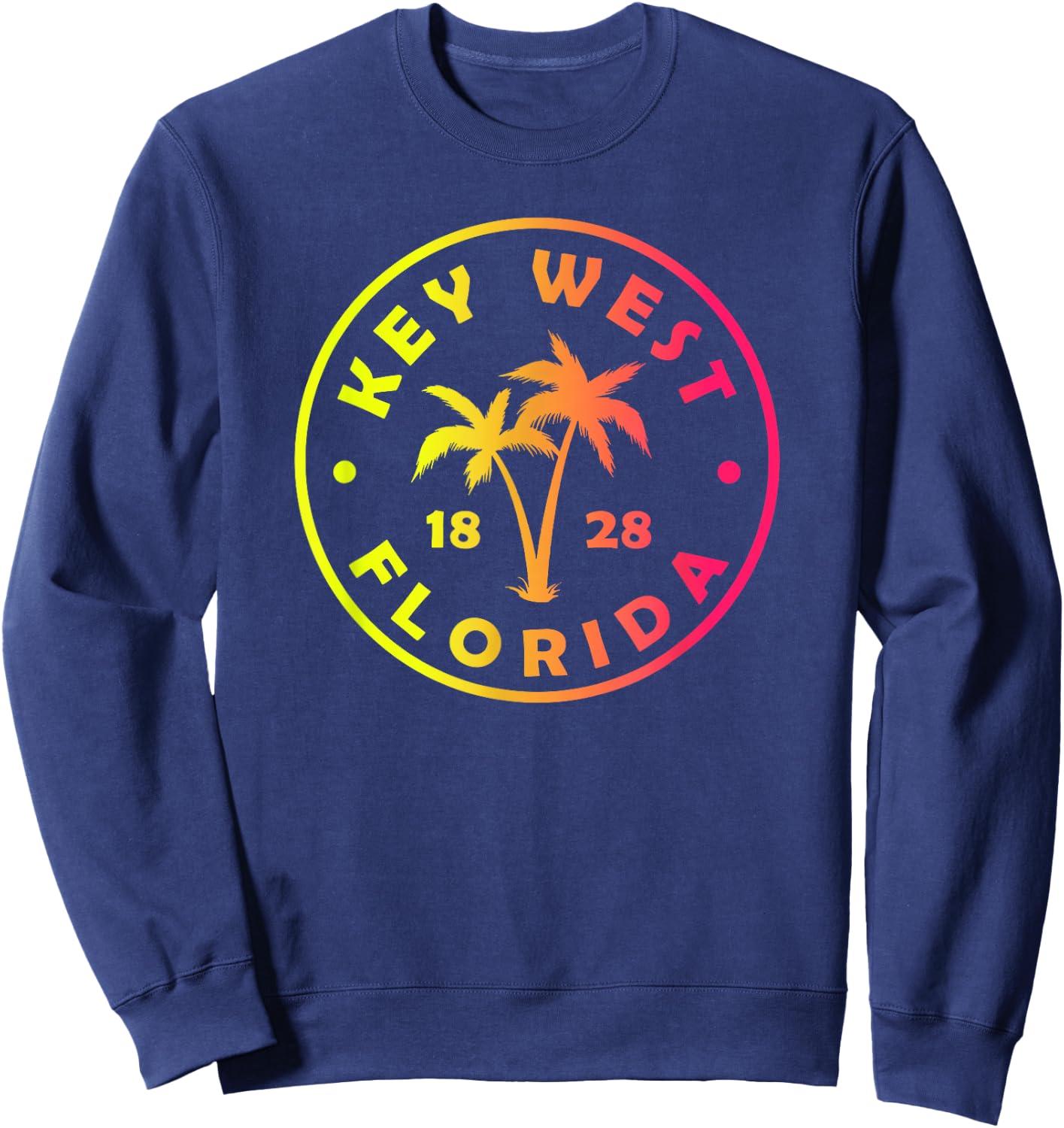 Key West Florida Colorful Palm Tree Tie Dye Boys Girls Sweatshirt - Sweatshirt | Navy