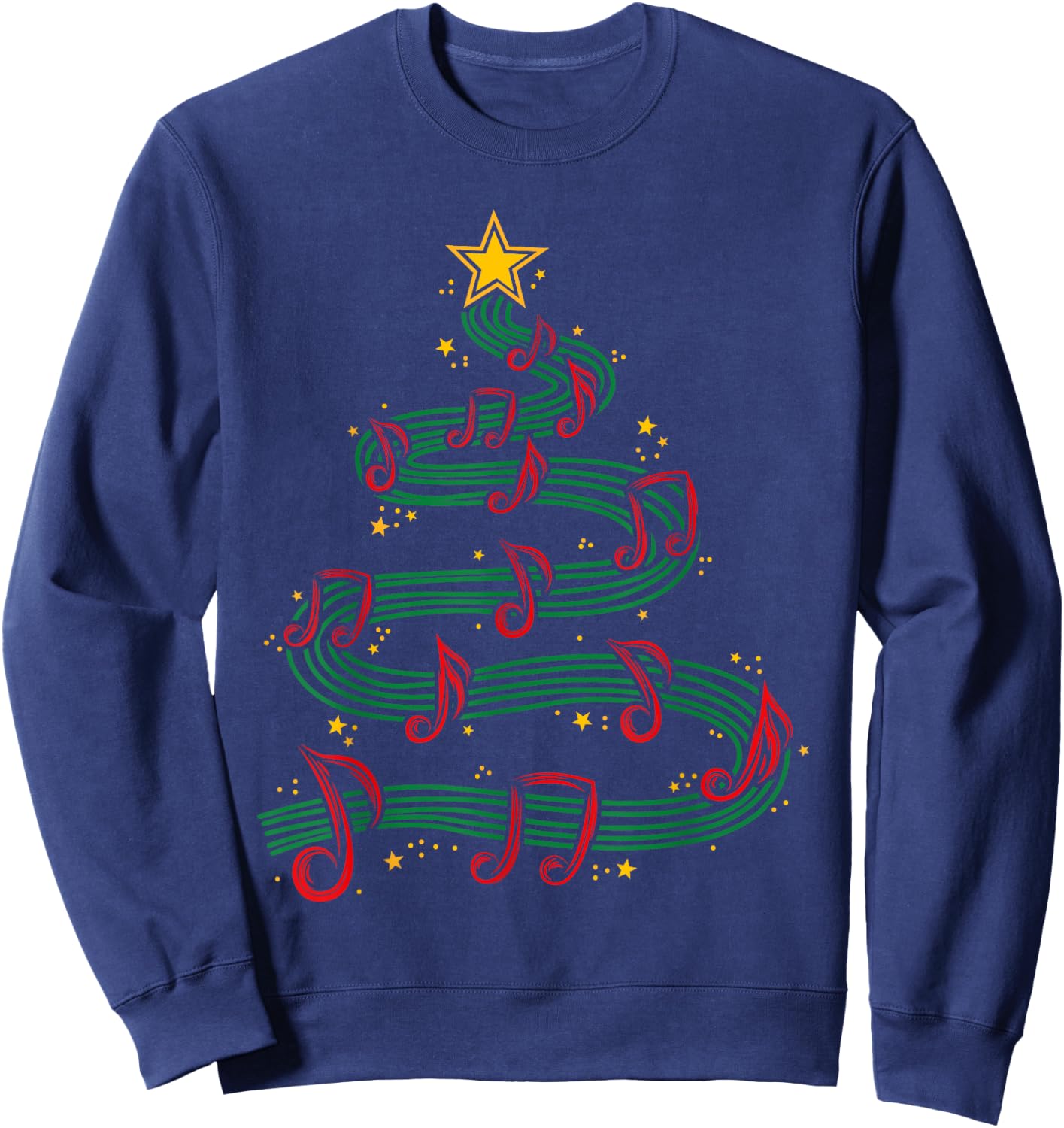 Christmas Tree Musical Notes Song Musician Sing Carols Music Sweatshirt - Sweatshirt | Navy
