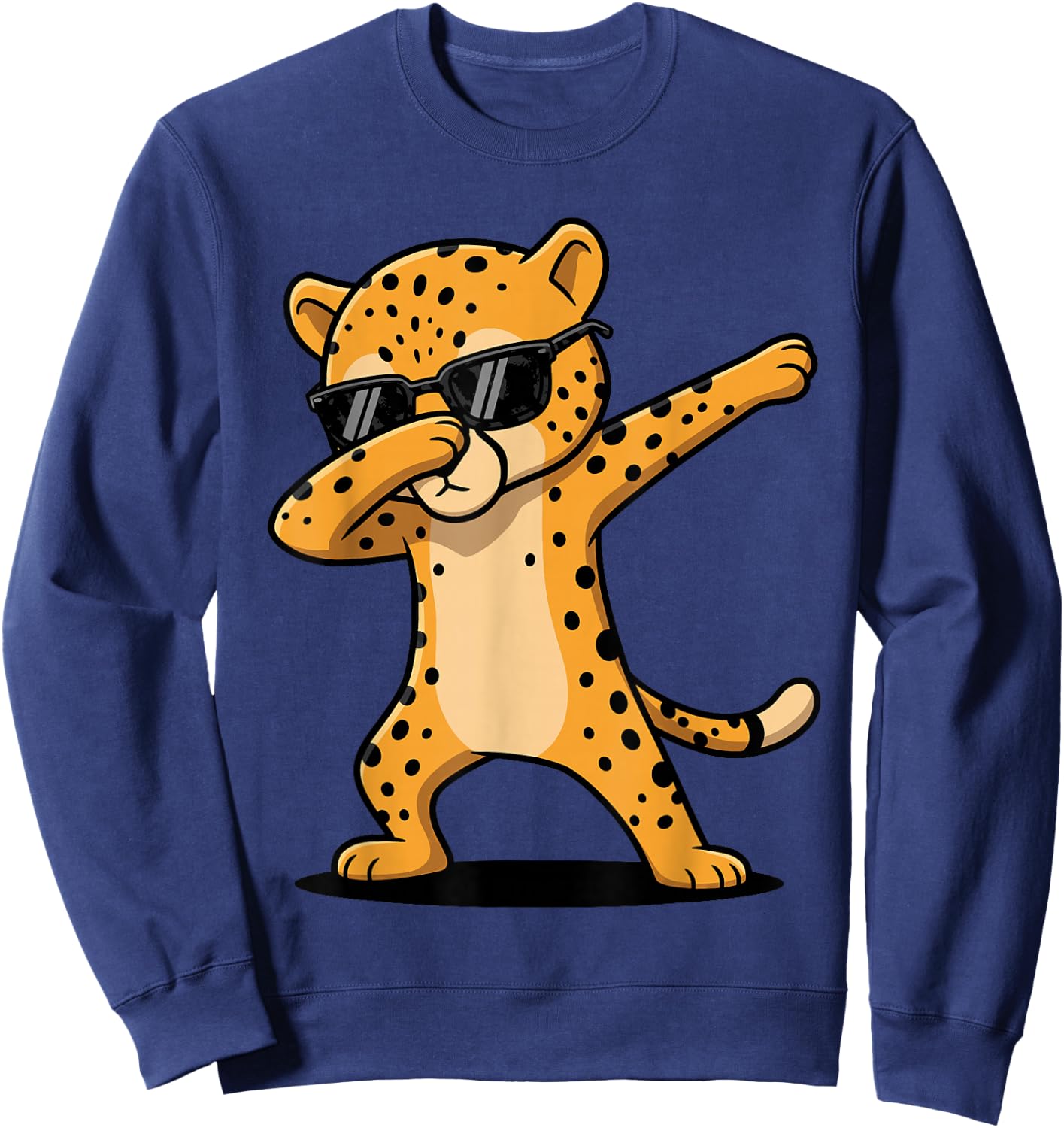 Funny Dabbing Cheetah Shirt Boys Animal Print Cheetah Sweatshirt - Sweatshirt | Navy