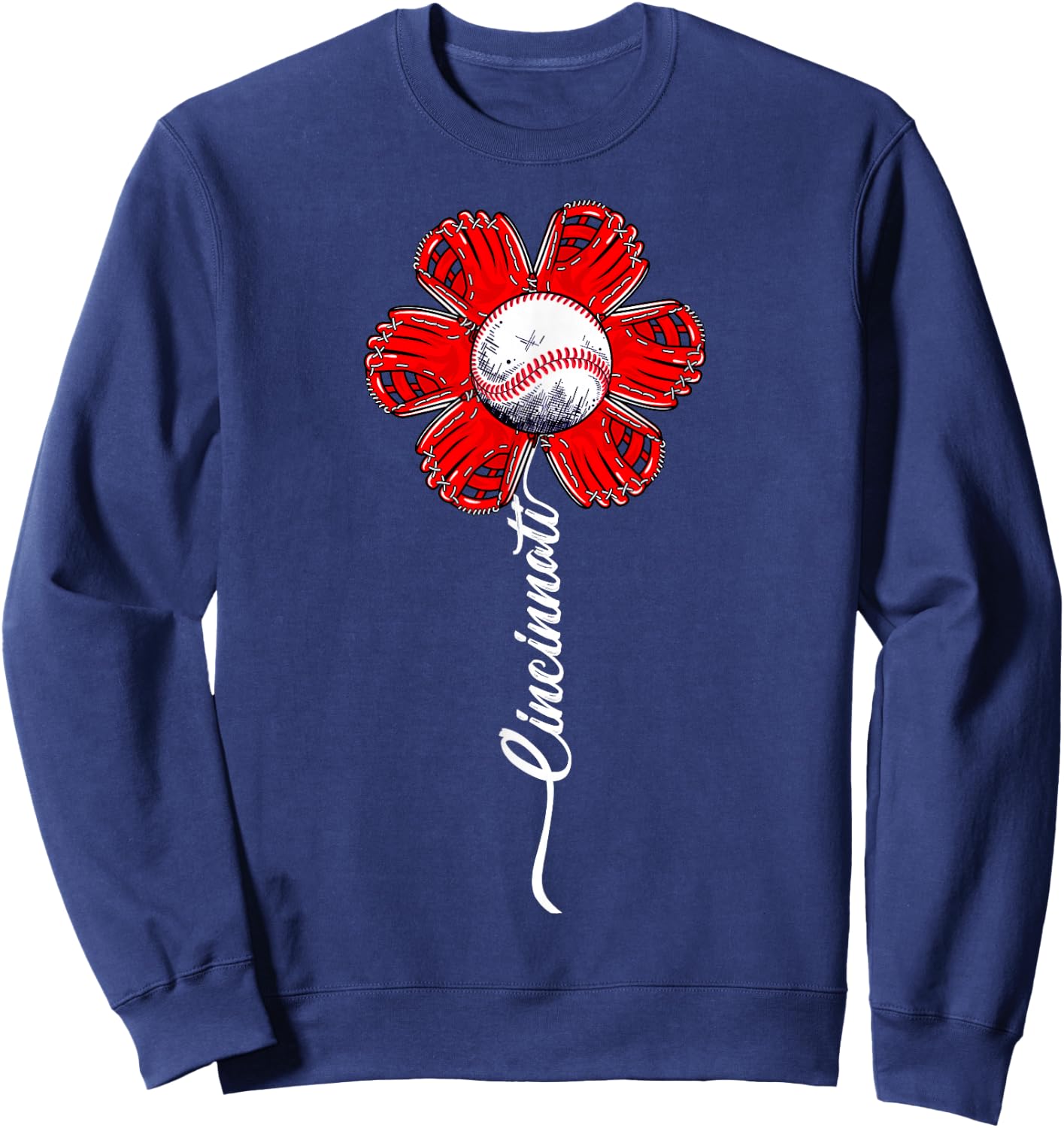 Funny Flower Baseball Lovers Men Women Boy Sweatshirt - Sweatshirt | Navy