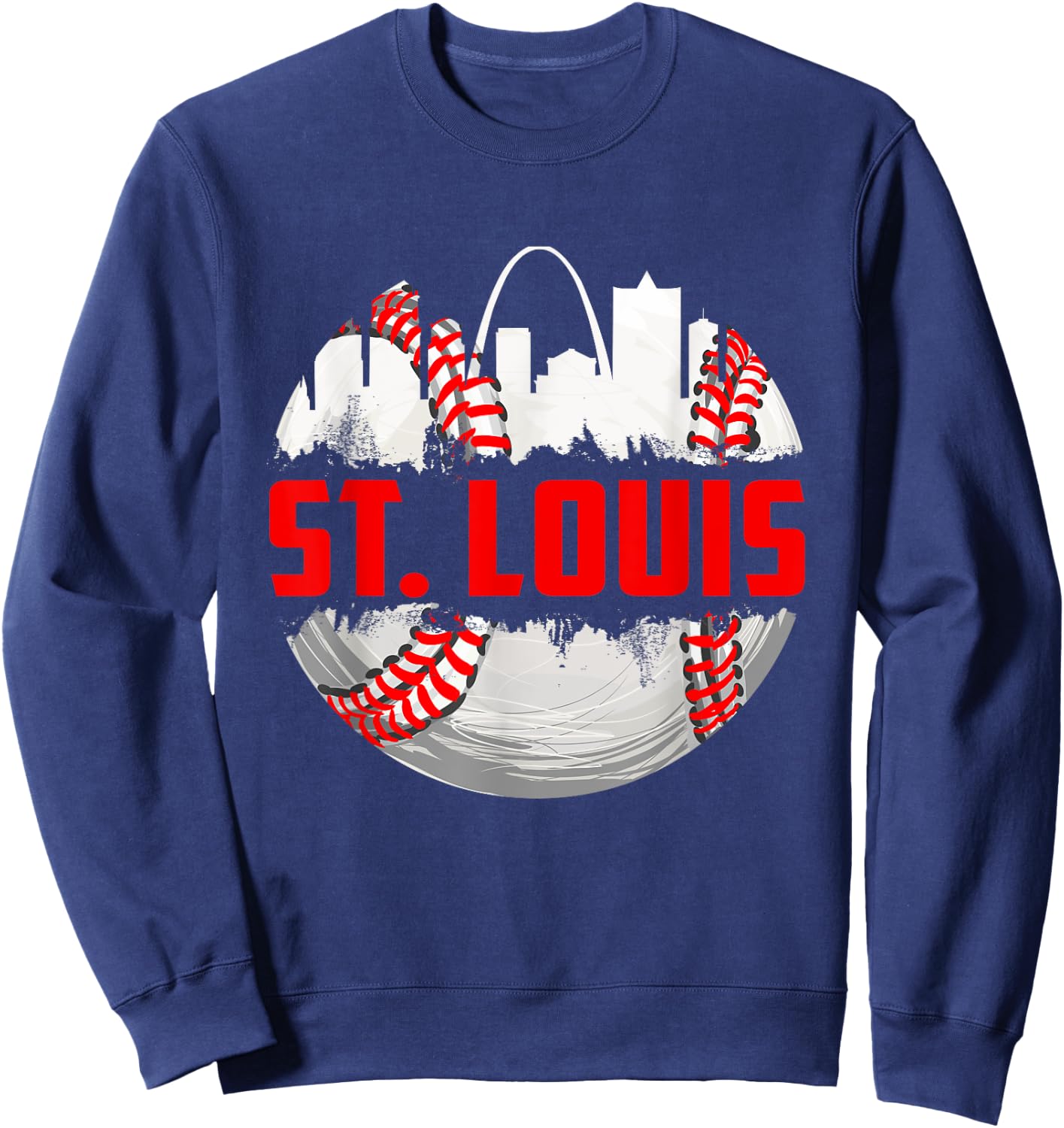 St. Louis Cityscape Vintage Baseball Women Kids Sweatshirt - Sweatshirt | Navy