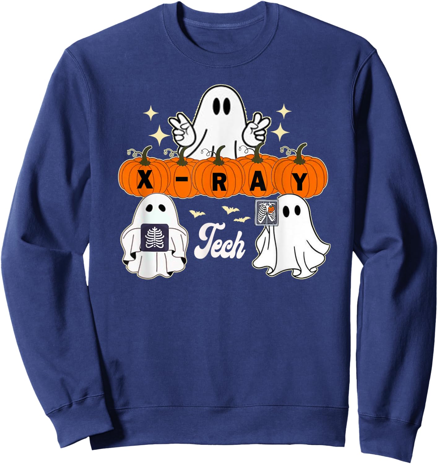 funny X-Ray tech boo crew Halloween ,radiology ghost Sweatshirt - Sweatshirt | Navy