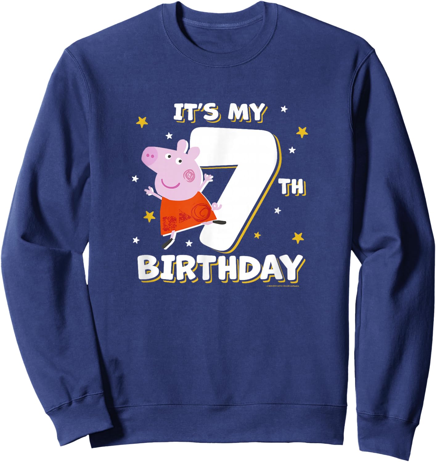 Peppa Pig It's My 7th Birthday Holiday Stars Celebration Sweatshirt - Sweatshirt | Navy