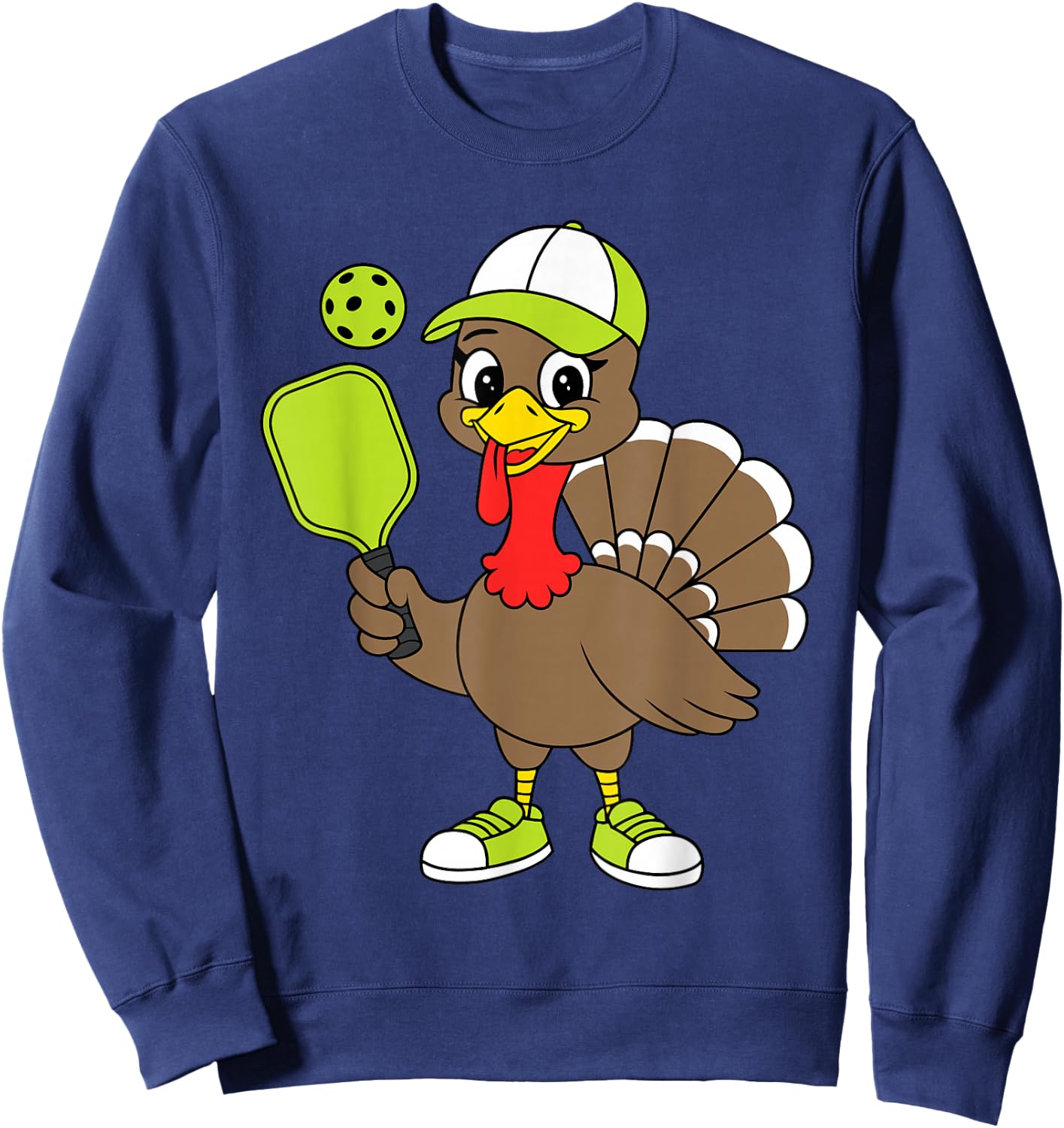 Funny Thanksgiving Pilgrim Pickleball Turkey Sweatshirt - Sweatshirt | Navy