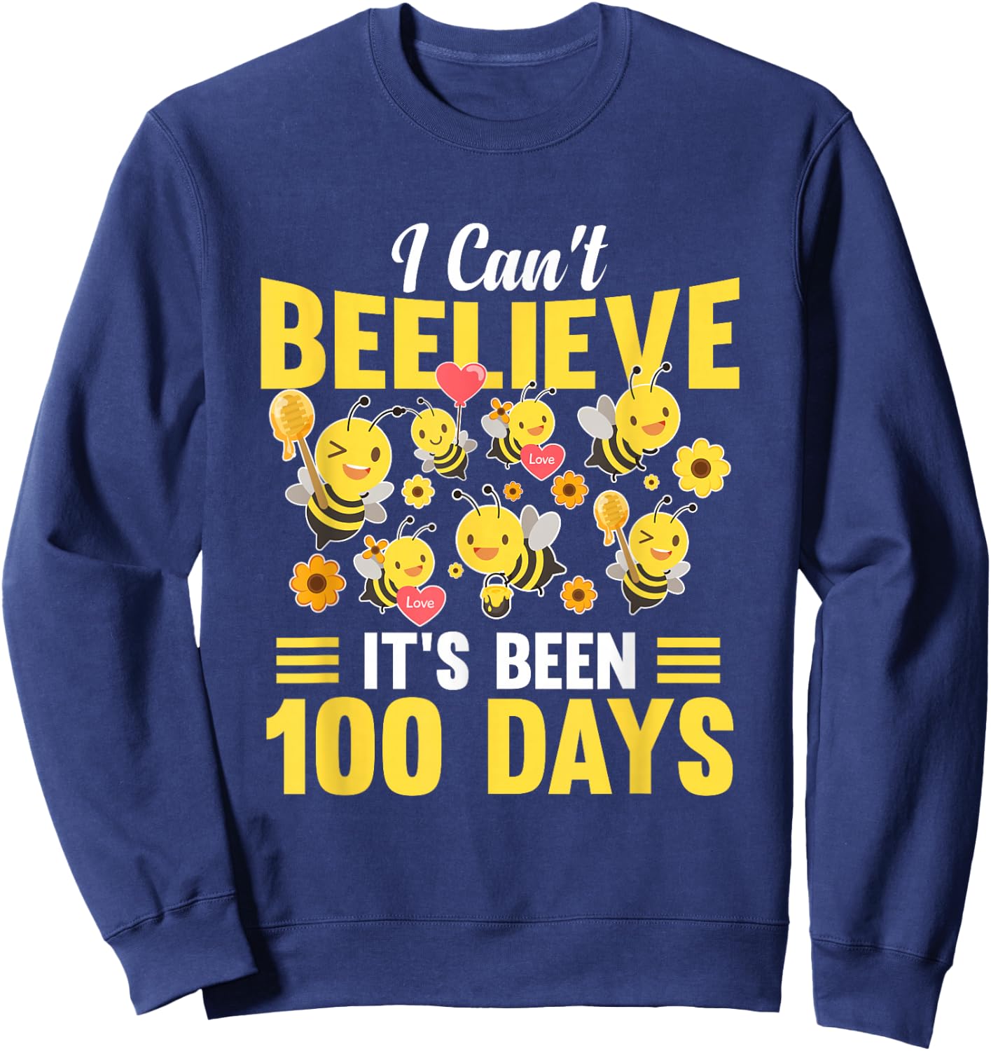 100th Day Of School 100 Days Smarter Learn Boys Girls Bees Sweatshirt - Sweatshirt | Navy