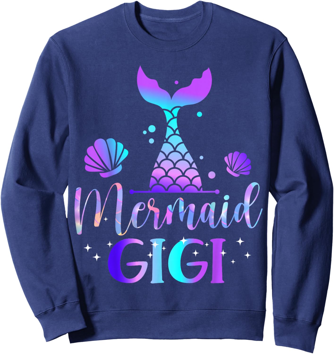 Mermaid Gigi of The Birthday Mermaid Birthday Crew Family Sweatshirt - Sweatshirt | Navy