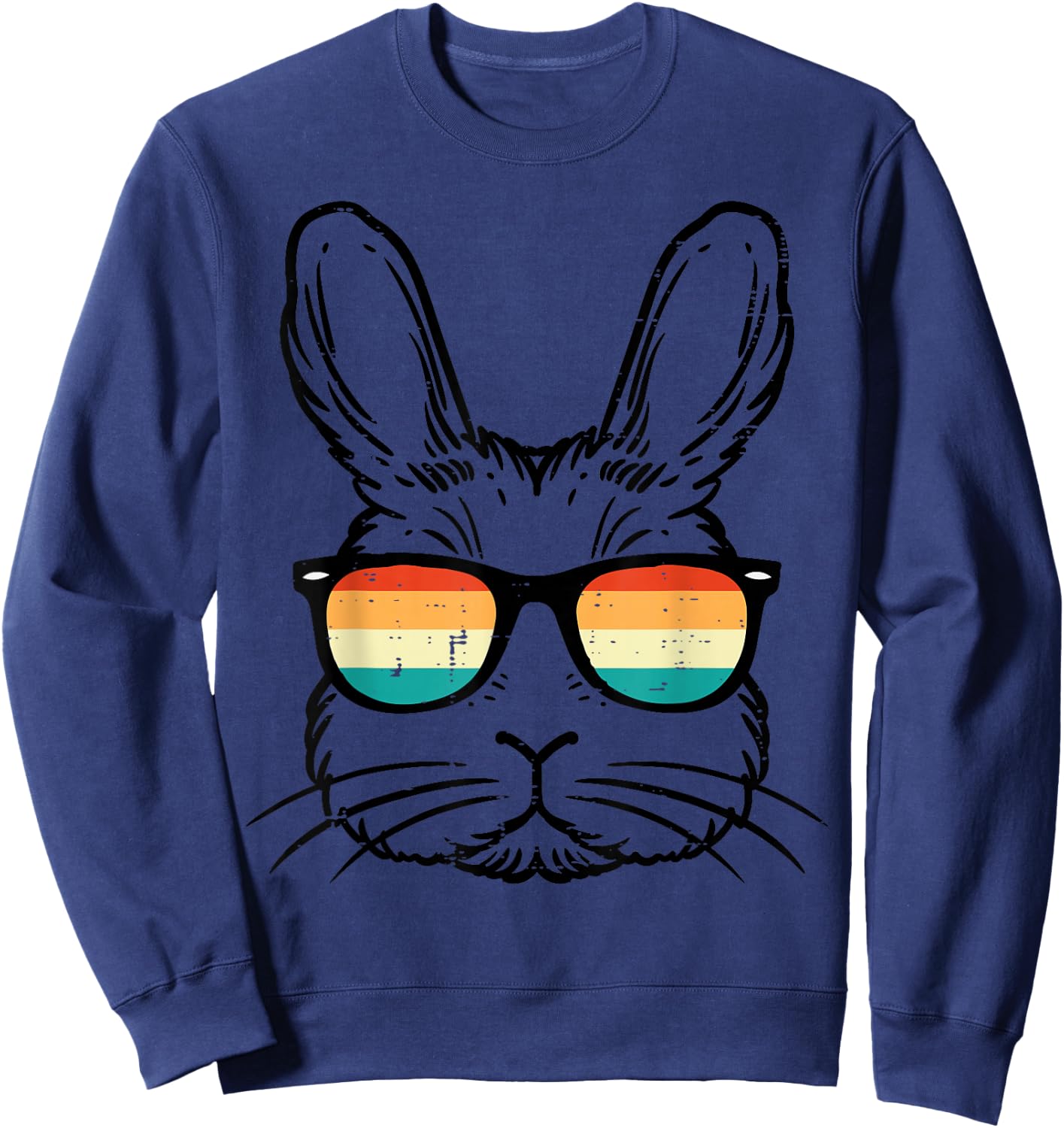 Easter Bunny Face Sunglasses Retro Rabbit Men Boy Kids Youth Sweatshirt - Sweatshirt | Navy