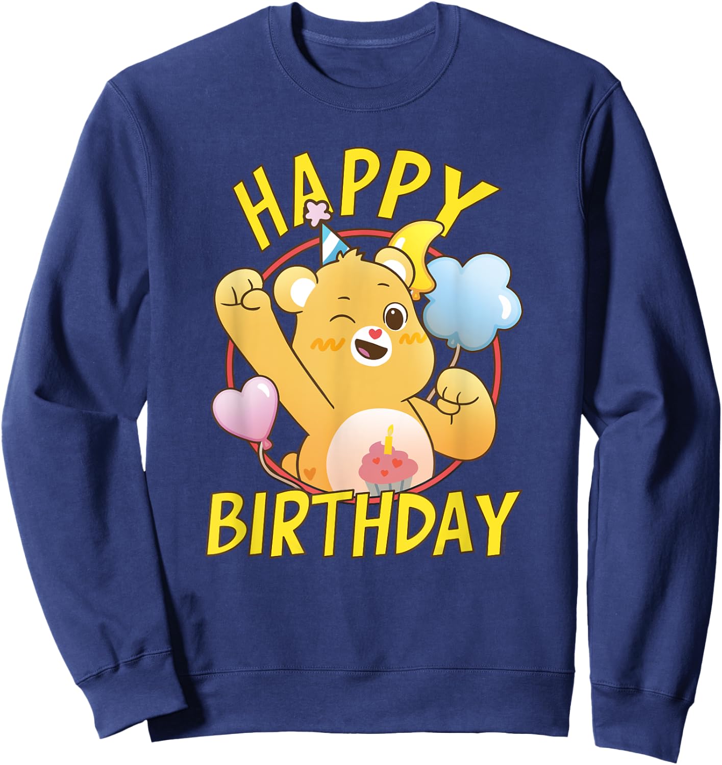 Care Bears Happy Birthday Vintage Birthday Bear Portrait Sweatshirt - Sweatshirt | Navy
