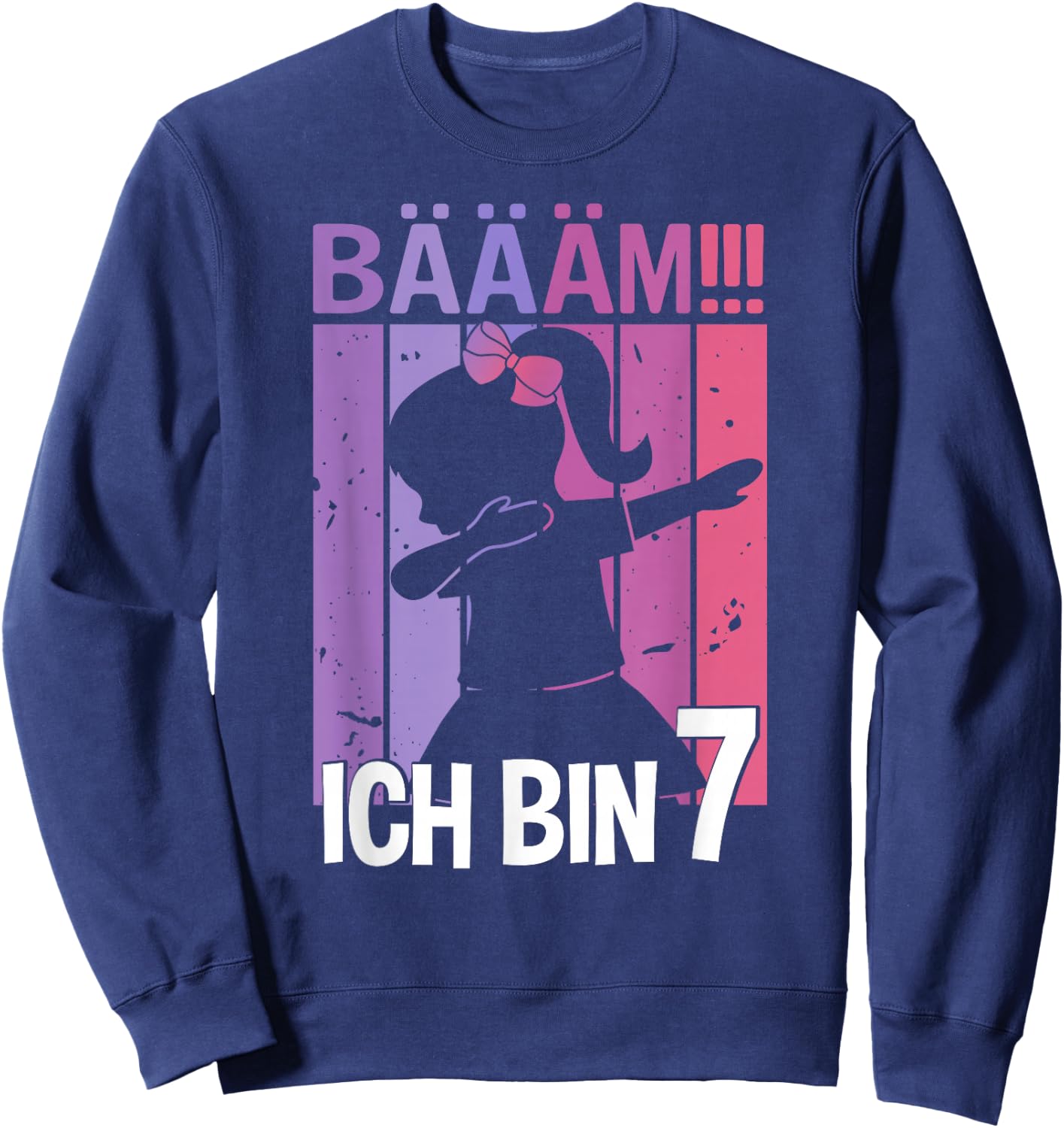 Girls' with German Text "Ich bin 7 Jahre Dab" [German Language], black Sweatshirt - Sweatshirt | Navy
