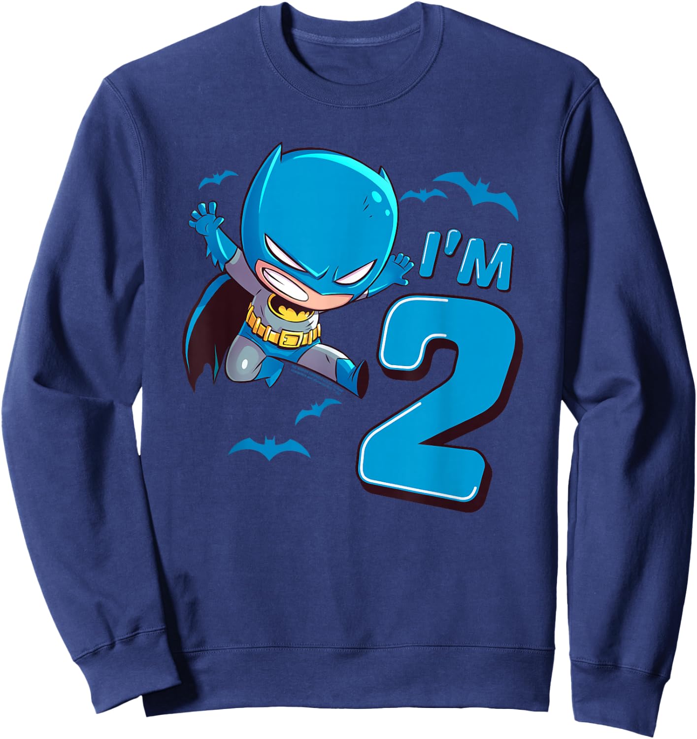 Batman 2nd Birthday Cute I'm 2 Sweatshirt - Sweatshirt | Navy