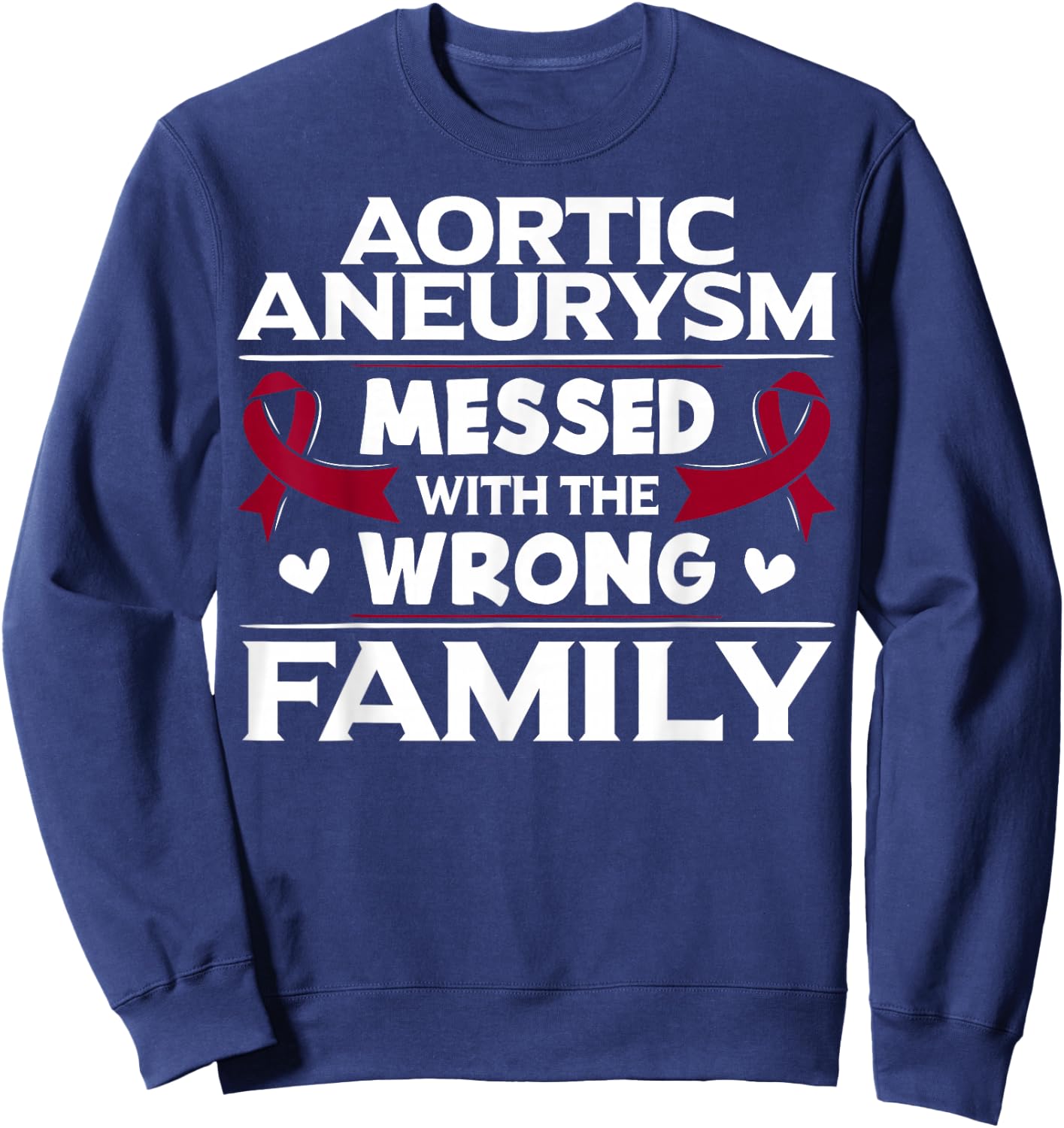 Aortic Aneurysm Gift Burgundy Awareness Ribbon Sweatshirt - Sweatshirt | Navy