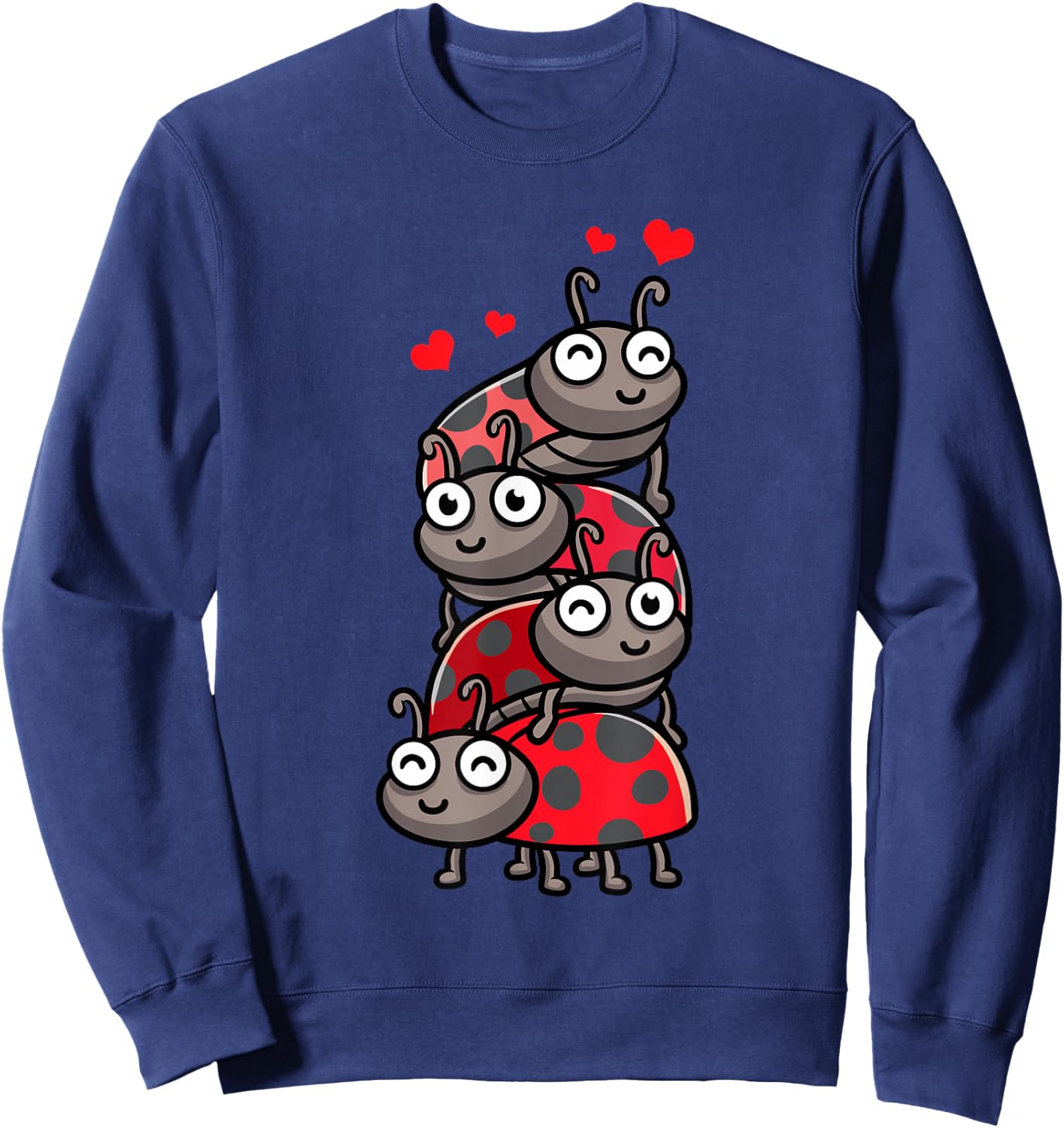 Ladybug with Hearts Bug Lover Small Sweatshirt - Sweatshirt | Navy