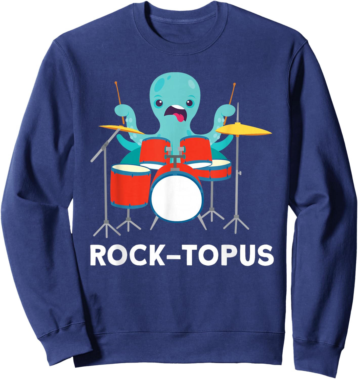 Octopus playing Drums Cool Rock Band Drummer Sweatshirt - Sweatshirt | Navy