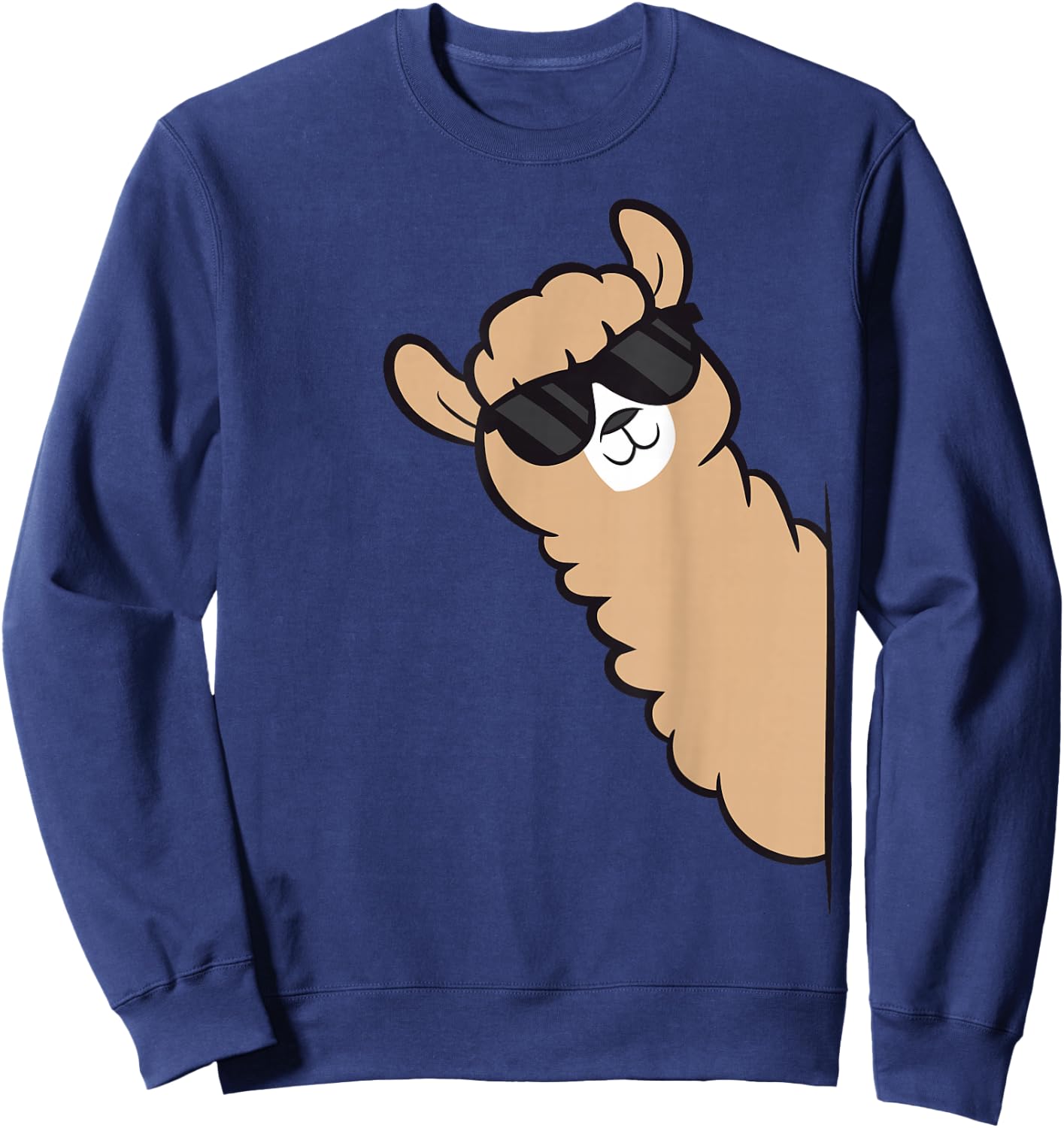 Alpaca Peeking From Side Llama Cool Alpaca Sweatshirt - Sweatshirt | Navy