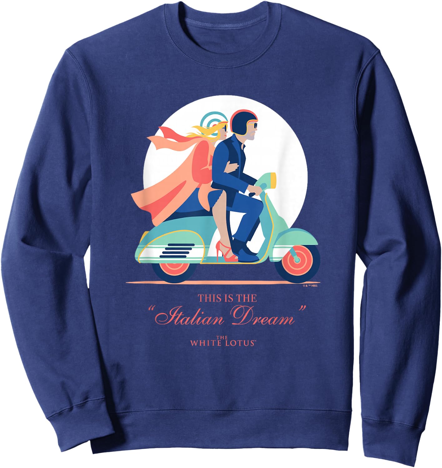 The White Lotus Tanya Italian Dream Scooter Vintage Logo Sweatshirt - Sweatshirt | Navy