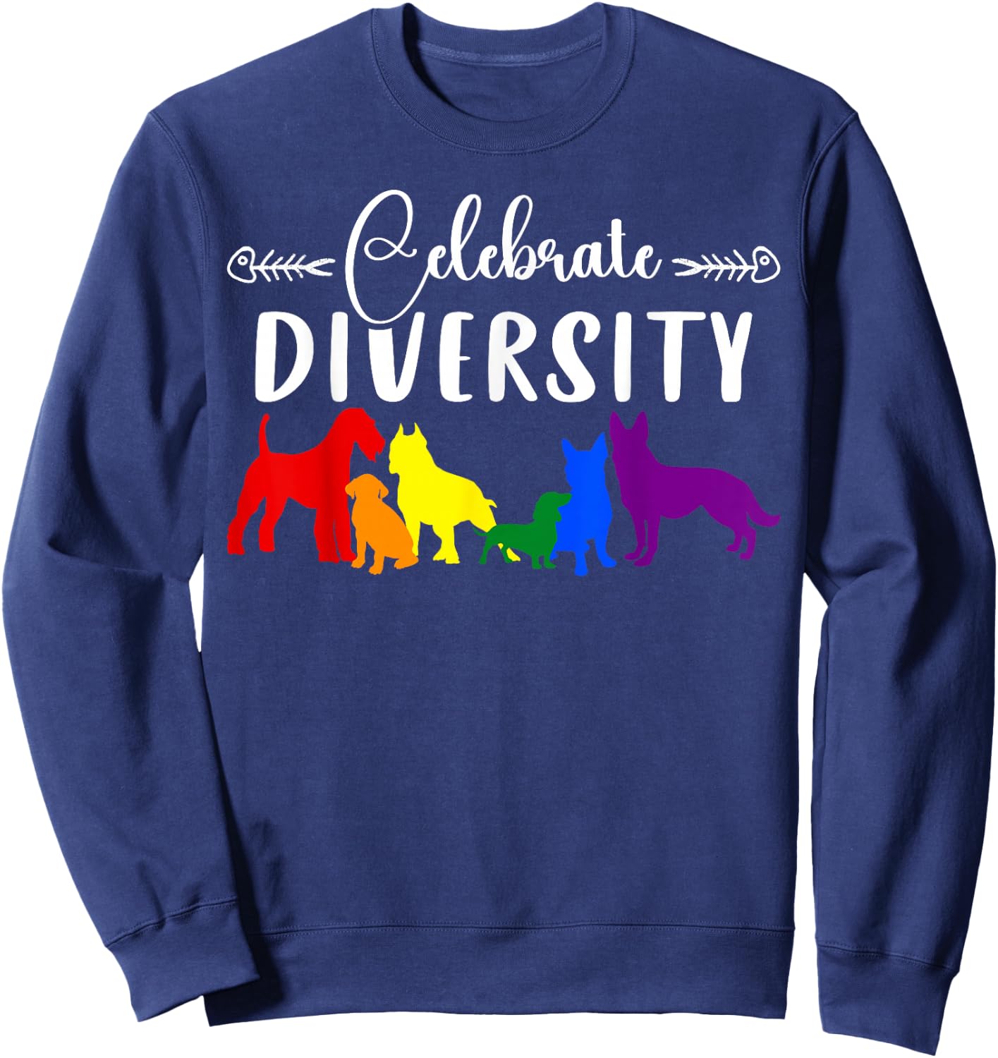 Celebrate Diversity Rainbow Dogs LGBTQ+ Pride Sweatshirt - Sweatshirt | Navy