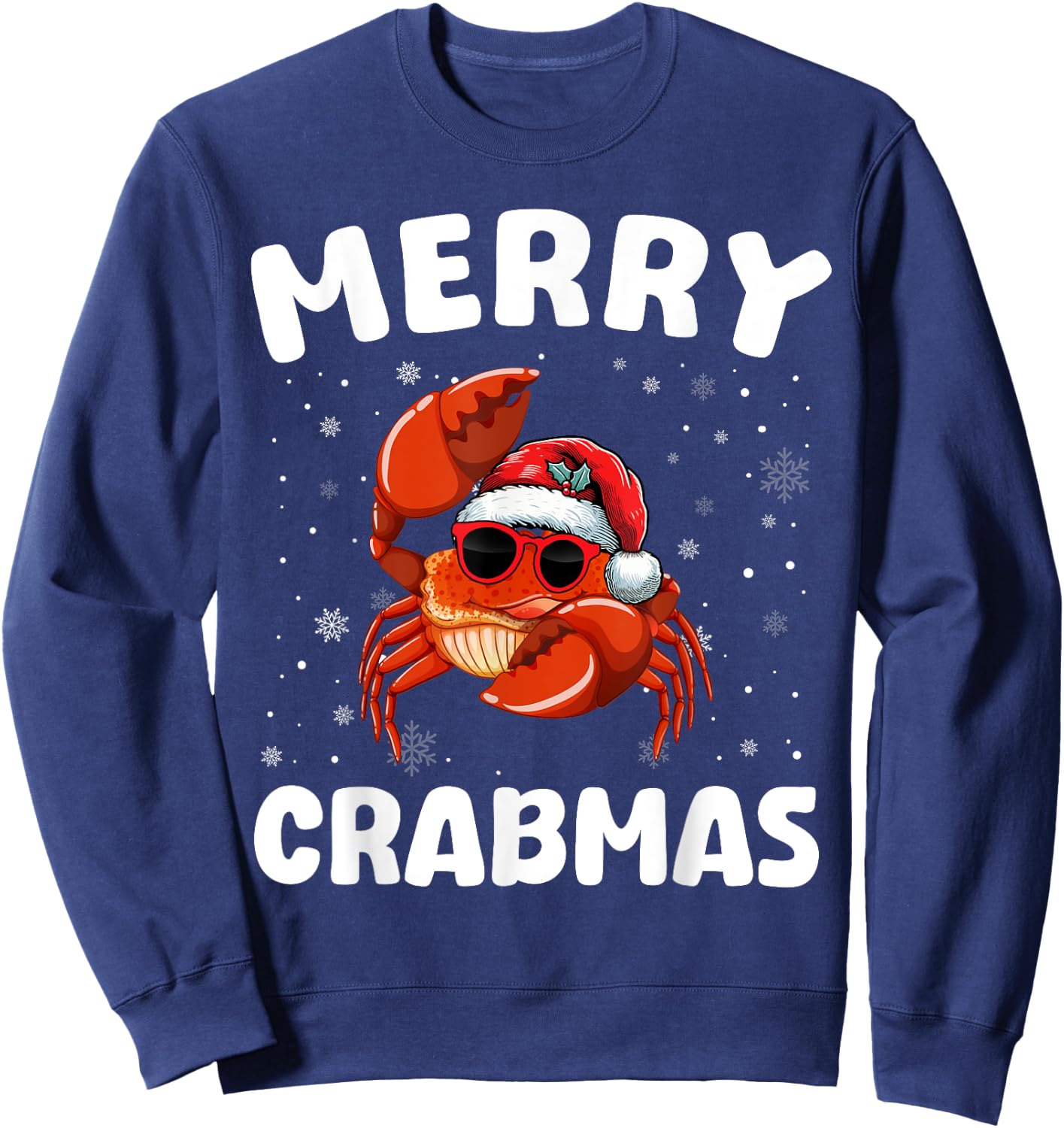 Merry Christmas Crab Merry Crabmas Funny Boy Girl Kids Sweatshirt - Sweatshirt | Navy