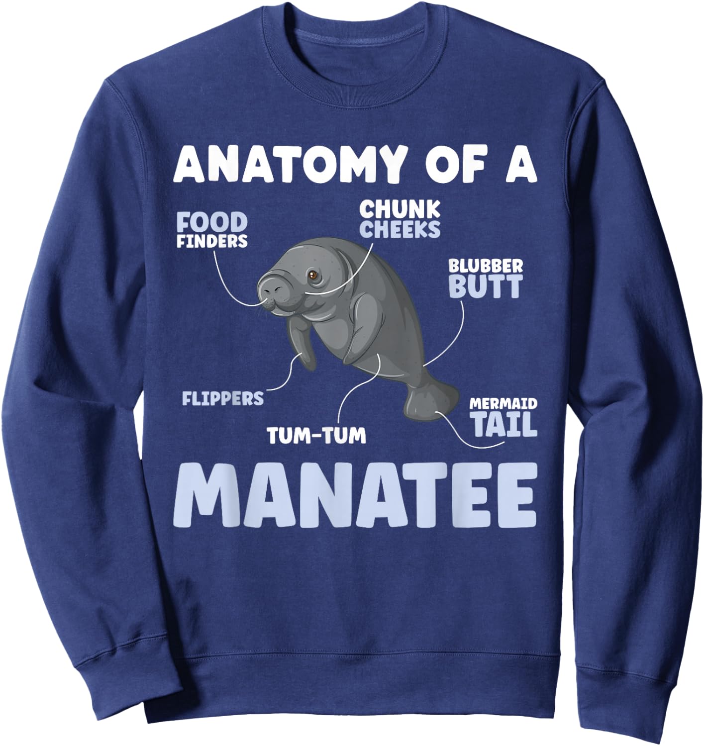 Anatomy Of A Manatee Funny Manatee Lover Manatees Sweatshirt - Sweatshirt | Navy