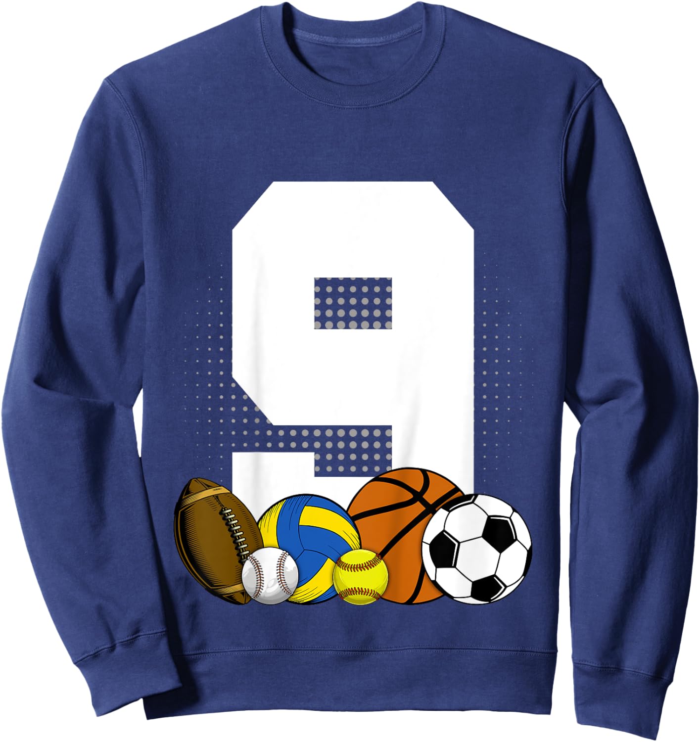 Kids 9 years Birthday Sports Kids Boys 9th Birthday Baller Sweatshirt - Sweatshirt | Navy