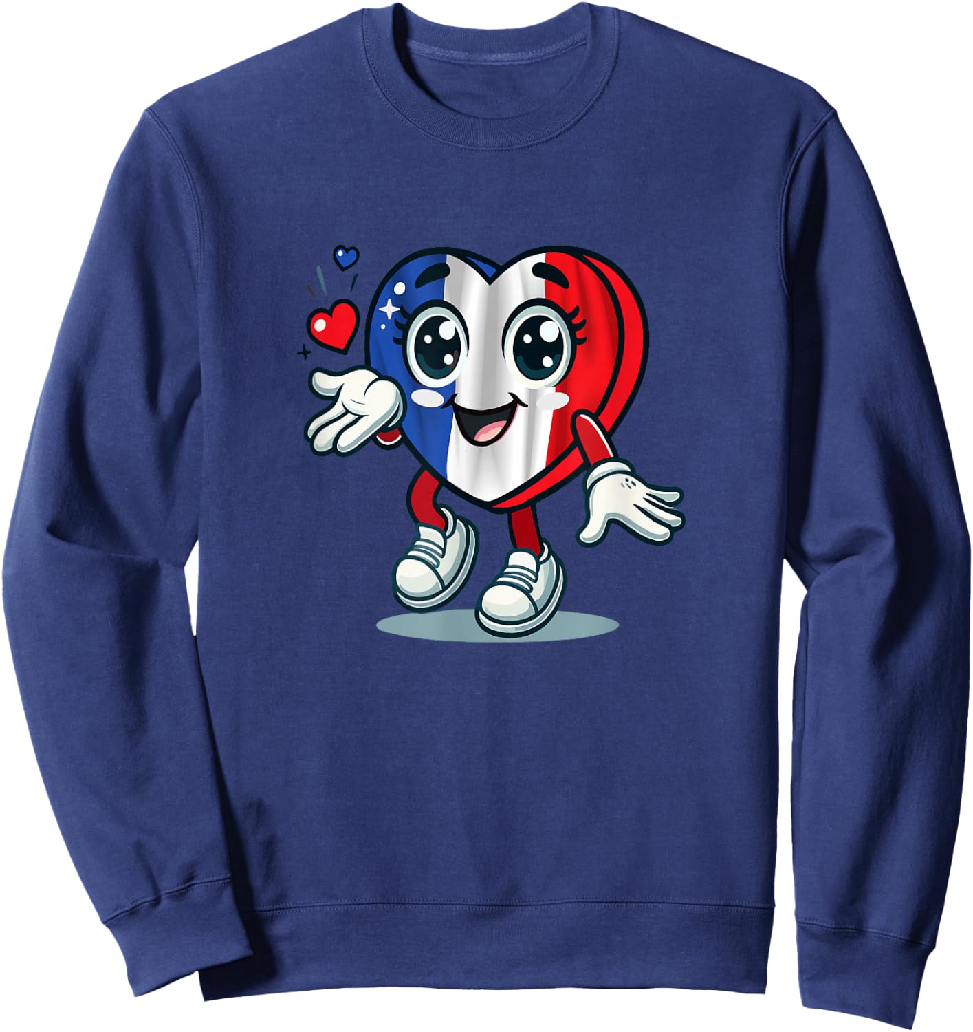 Coeur Mignon Avec Drapeau Français / Love France Cartoon , Black, S Sweatshirt - Sweatshirt | Navy